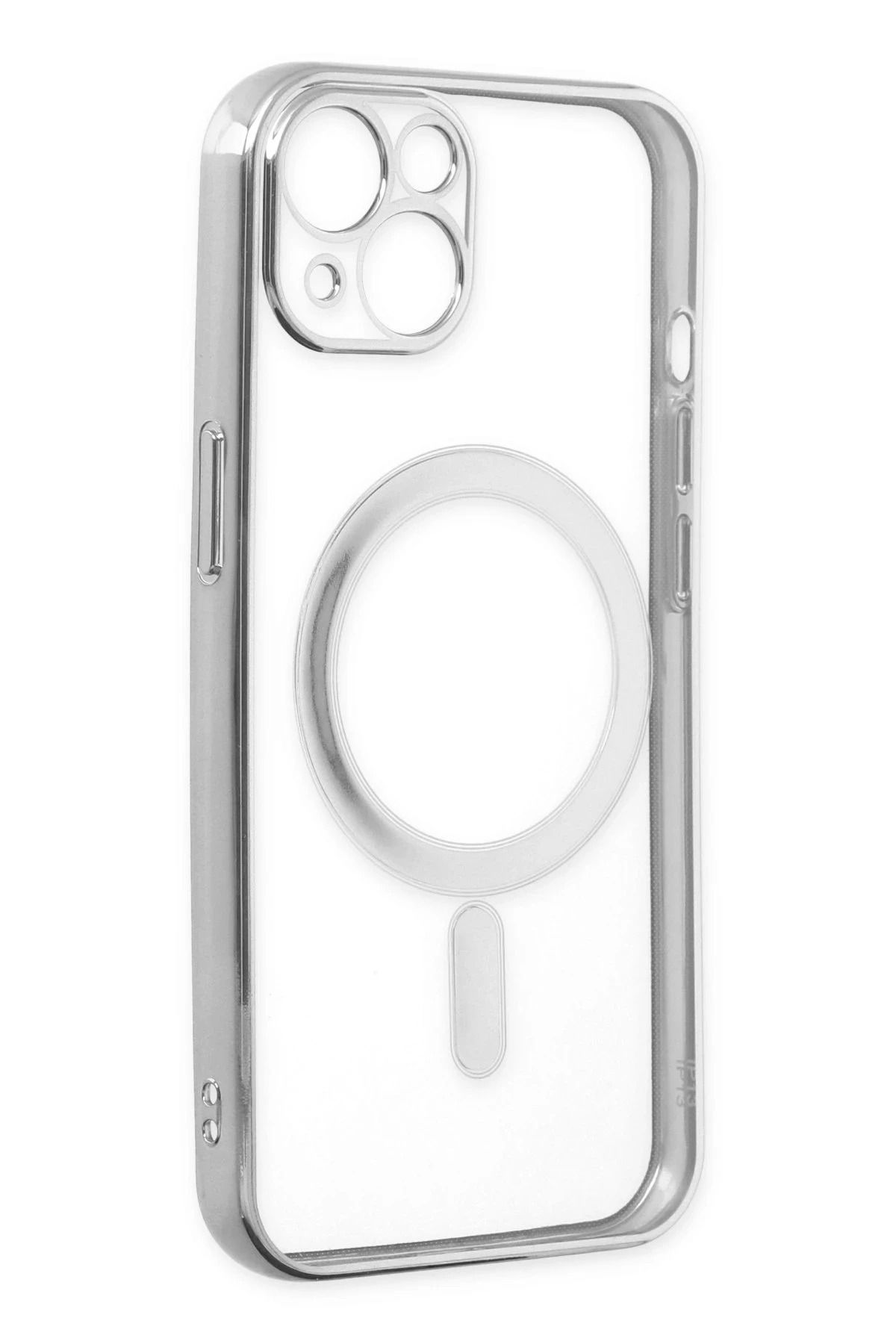 NewFace iPhone 14 Plus Kılıf Magneticsafe Lazer Silikon - Gümüş BSTMY