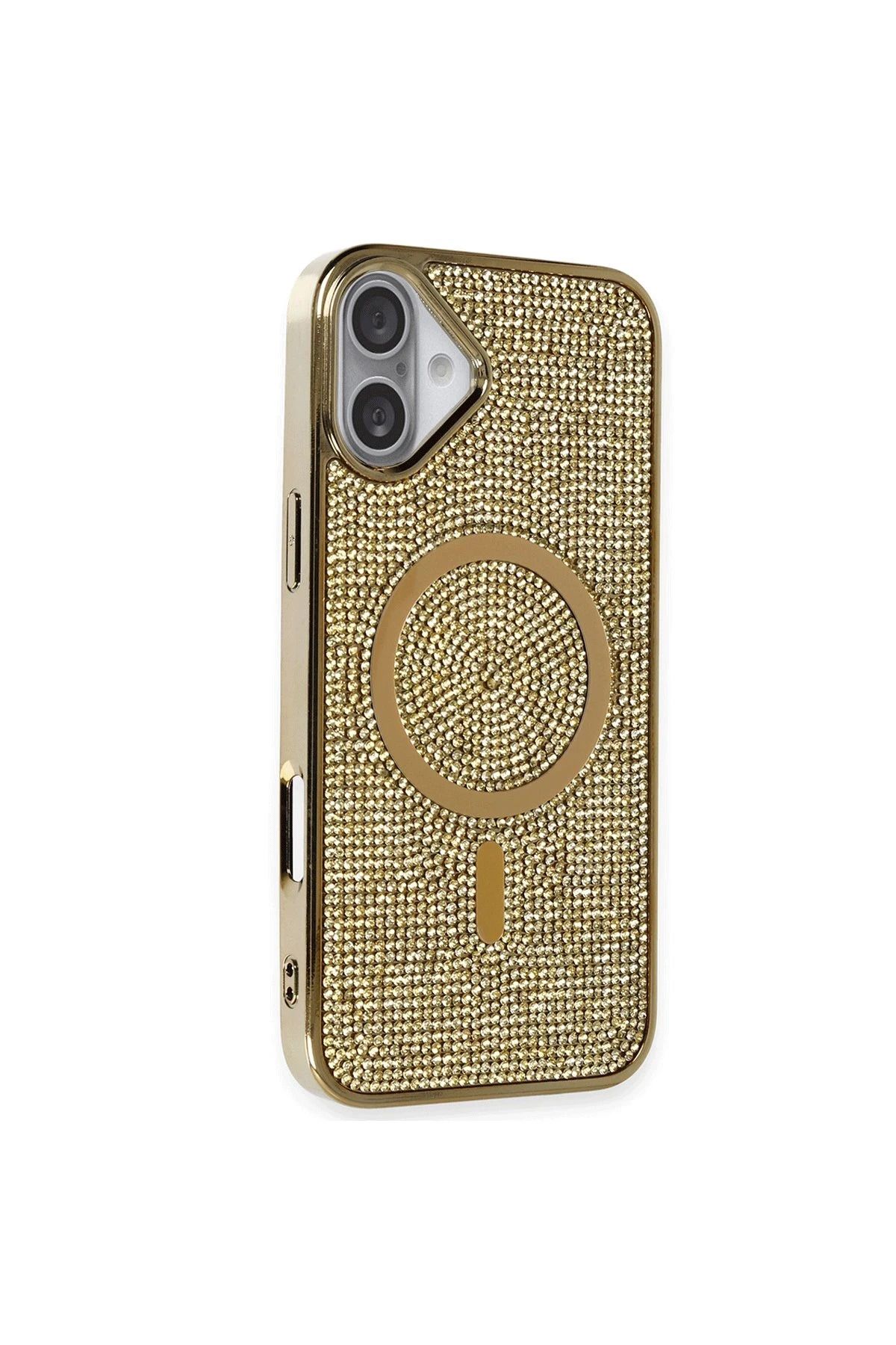 NewFace iPhone 16 Plus Kılıf Diamond Magsafe Kapak - Gold BSTMY