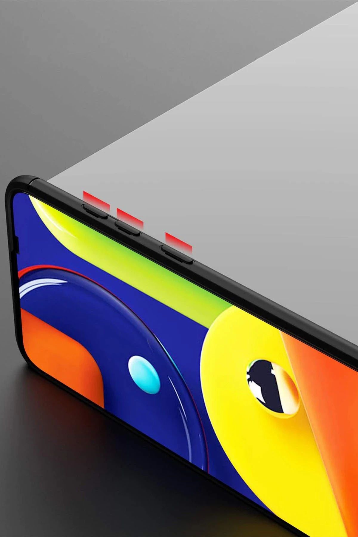 NewFace Samsung Galaxy A11 Kılıf Range Yüzüklü Silikon - Siyah-Kırmızı BSTMY