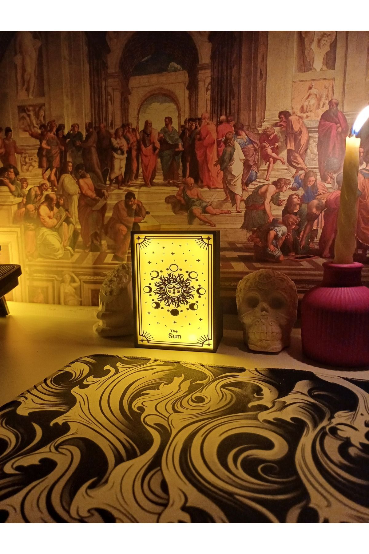 KFK The Sun Tarot Kart Gece Ve Masa Lambası
