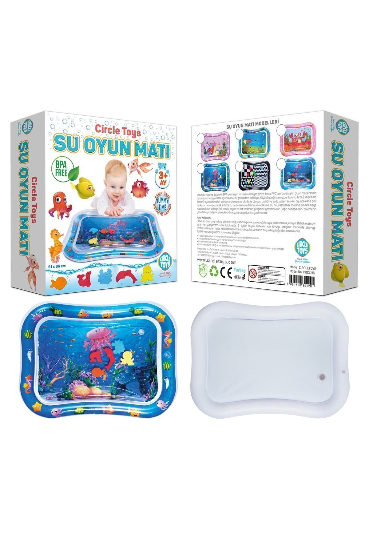 Circle Toys Bebek Su Matı Tummy Time Aktivite Oyuncağı Su Havuzu