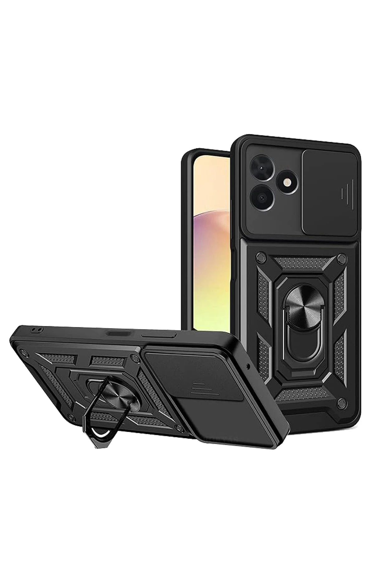 NewFace Realme C53 Kılıf Pars Lens Yüzüklü Silikon - Siyah BSTMY