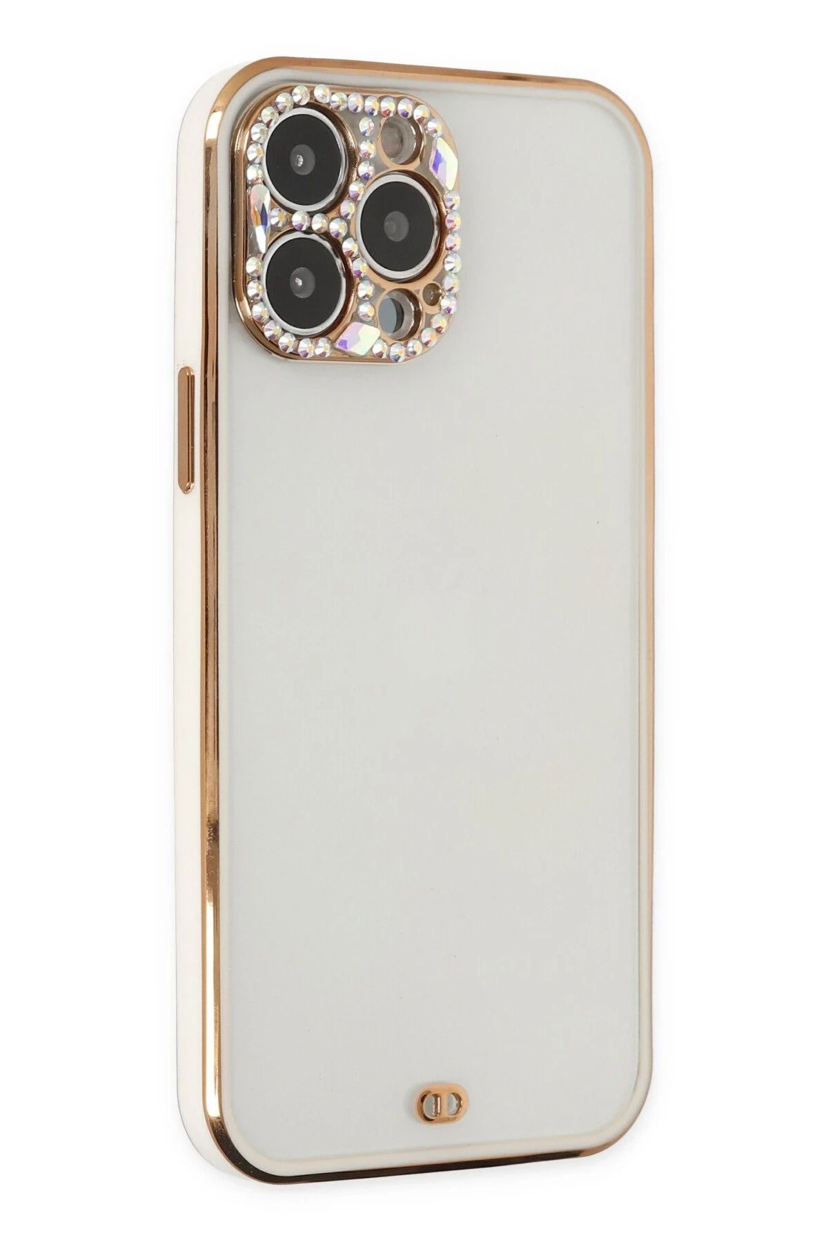 NewFace iPhone 13 Pro Uyumlu  Kılıf Liva Taşlı Silikon - Beyaz BSTMY