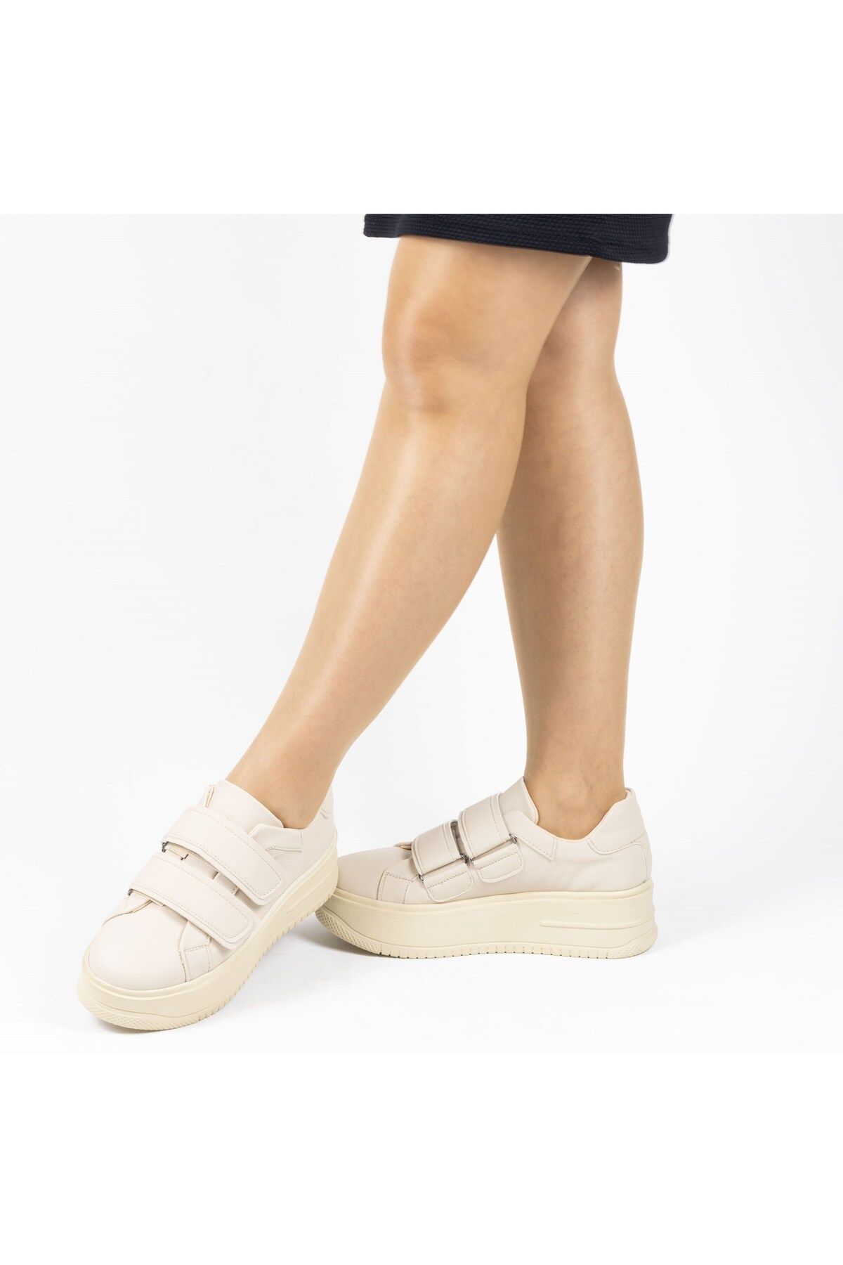 MixBrand Kadın Kalın Tabanlı Cırtlı Günlük Spor Ayakkabı Sneakers