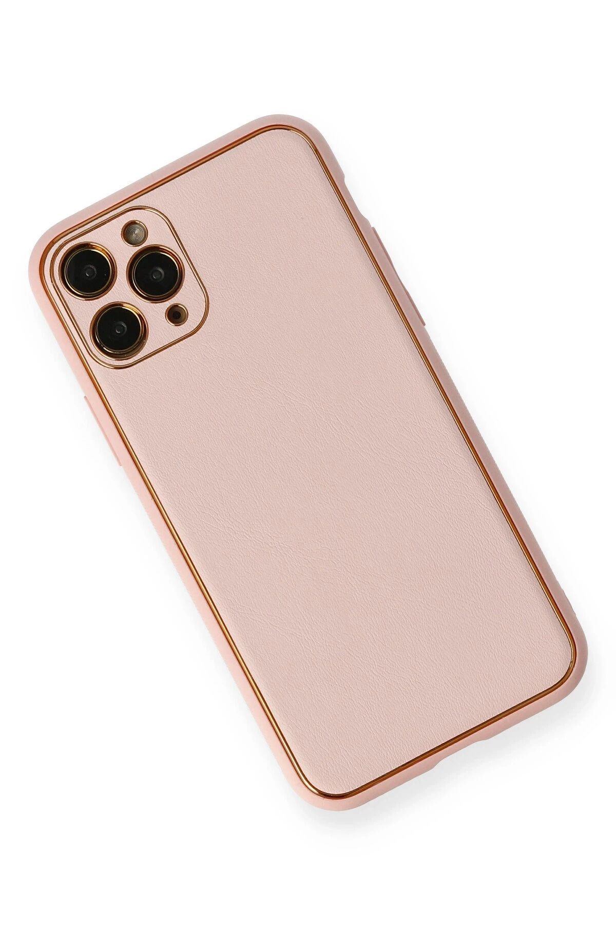 NewFace iPhone 11 Pro Kılıf Coco Deri Silikon Kapak - Pembe SVLRS