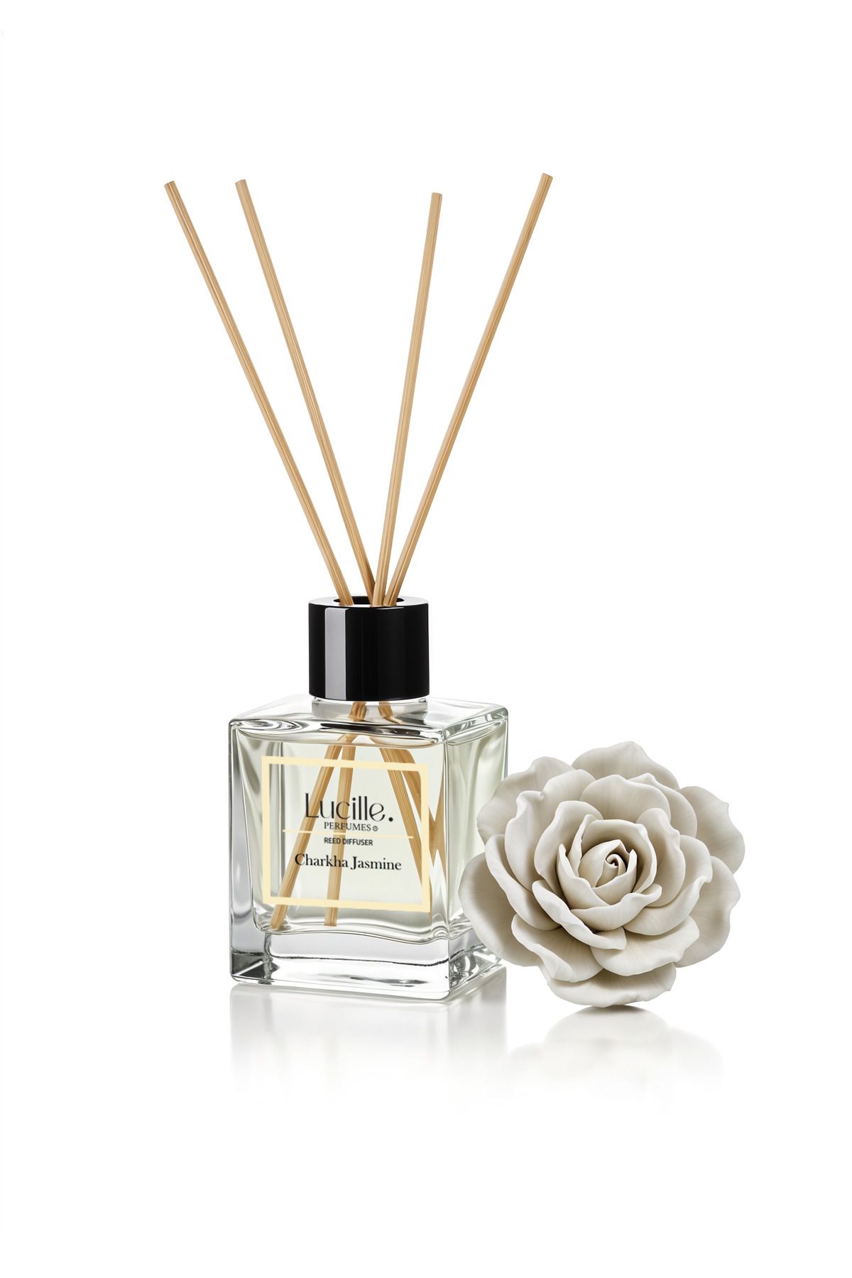 Lucille Esanslı Kalıcı Kokulu Charka Jasmin Aromalı Bambu Çubuklu Oda Kokusu-200 Ml Özel Kutusunda