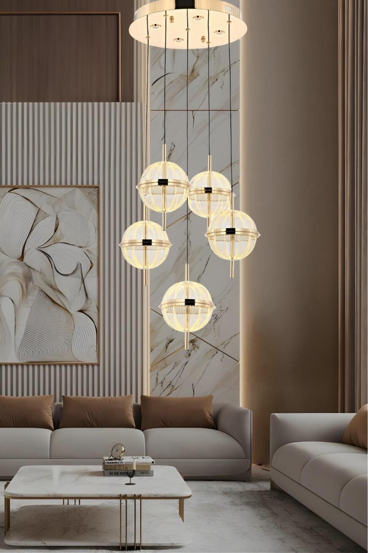 BellaLuce Bella luce Milen 5 li gold 3 reng ledli avize