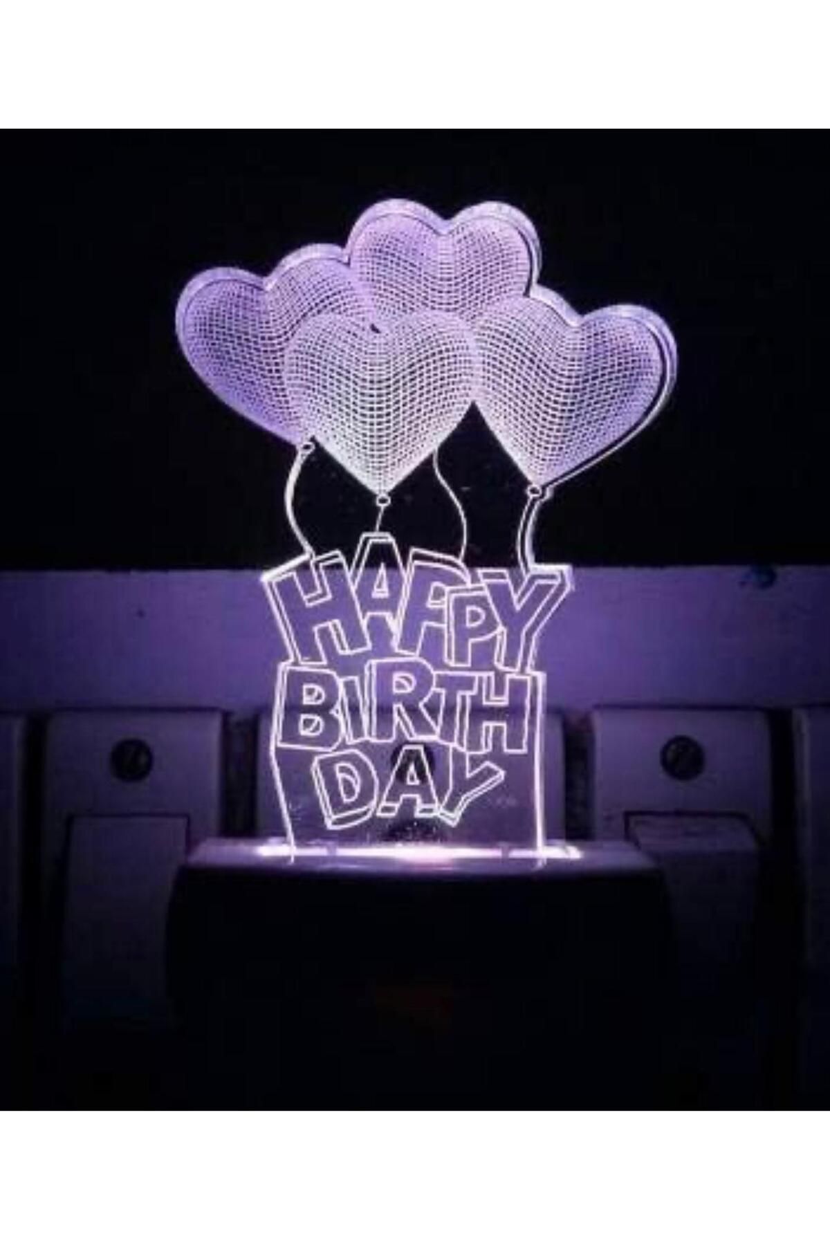 RK PembeÇiçek HAPPY BİRTH DAY UÇAN BALONLAR TASARIM 7 RENK 3D DOKUNMATİK GECE LAMBASI