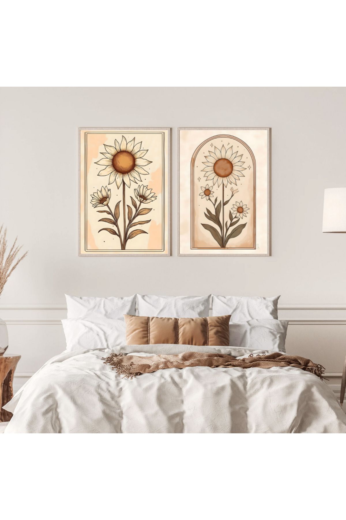 woodhomeworks Ahşap 2'li Çerçeveli Soyut Dekoratif Tablo