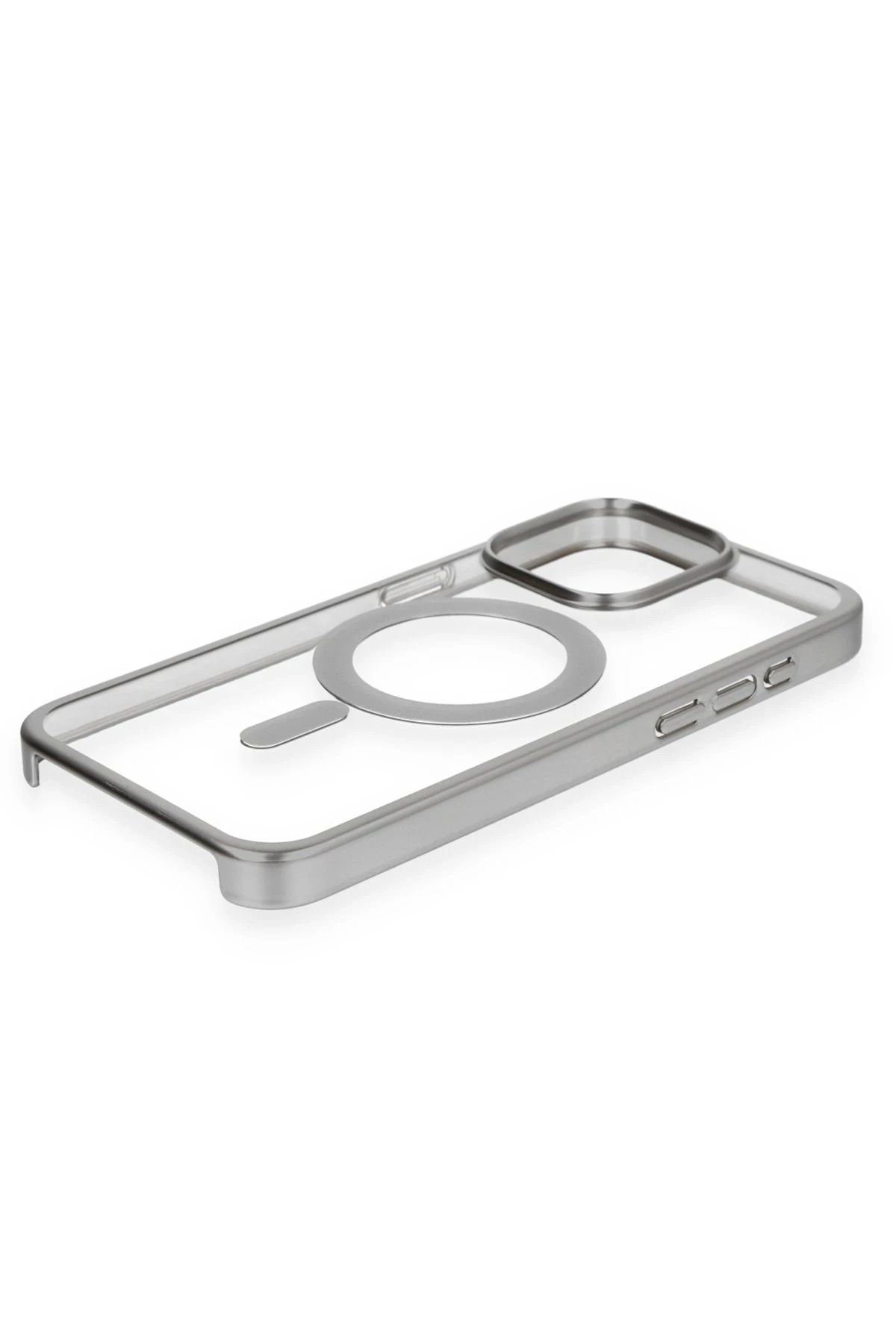 NewFace iPhone 15 Pro Max Kılıf Erozi Magsafe Kapak - Gümüş DPMAH
