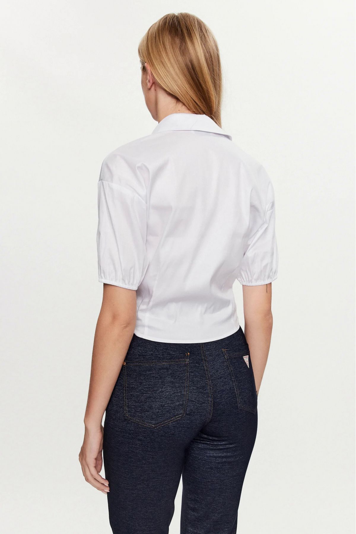 Guess-Camasa dama Guess regular fit cu nod frontal W3GH71 Alb XL INTL 2