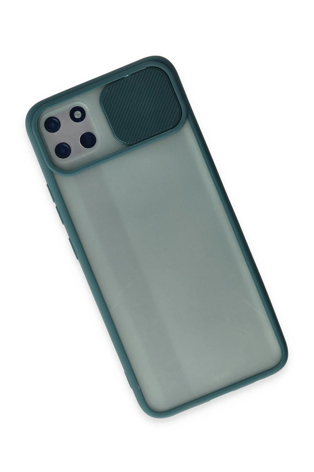 NewFace Realme C11 Kılıf Palm Buzlu Kamera Sürgülü Silikon - Yeşil GLSTD