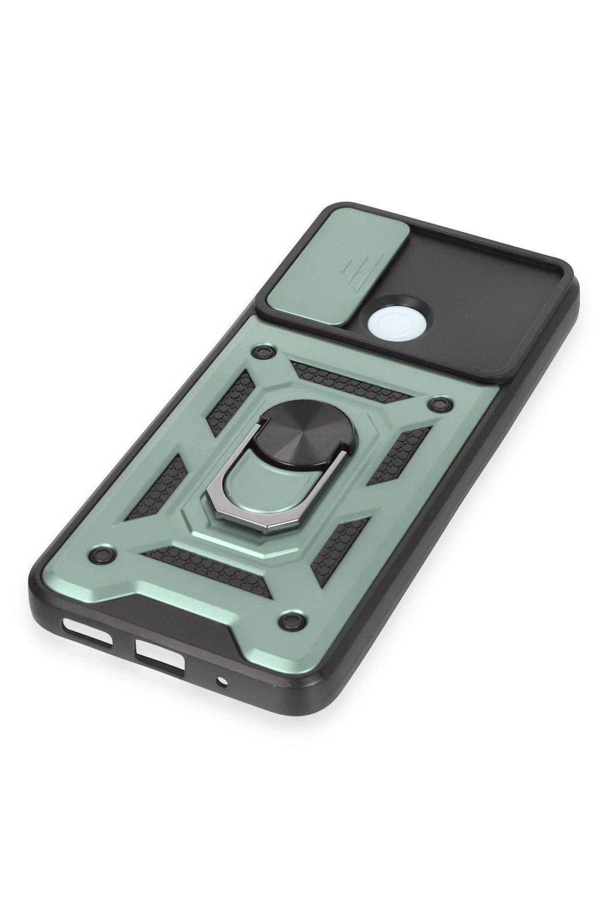NewFace Xiaomi Redmi 12C Kılıf Pars Lens Yüzüklü Silikon - Yeşil WLZOR