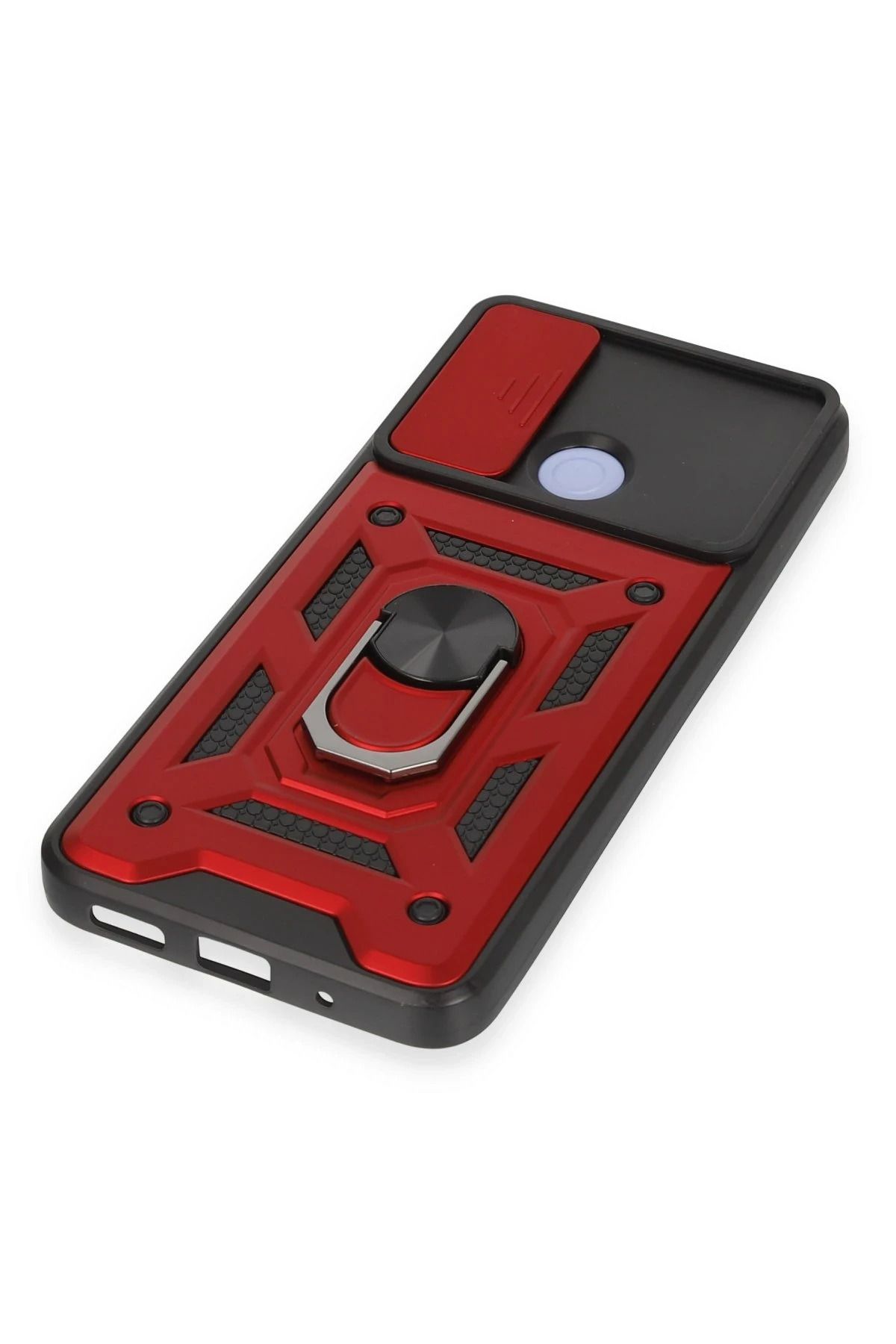NewFace Xiaomi Redmi 12C Kılıf Pars Lens Yüzüklü Silikon - Kırmızı SVLRS