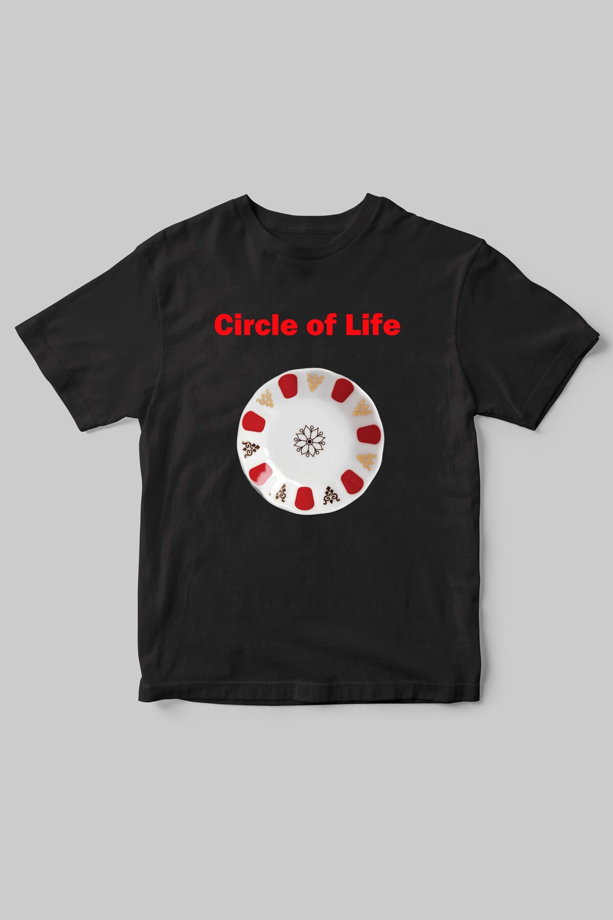 BelovedTR circle of life yazılı çay tabağı baskılı unisex t-shirt