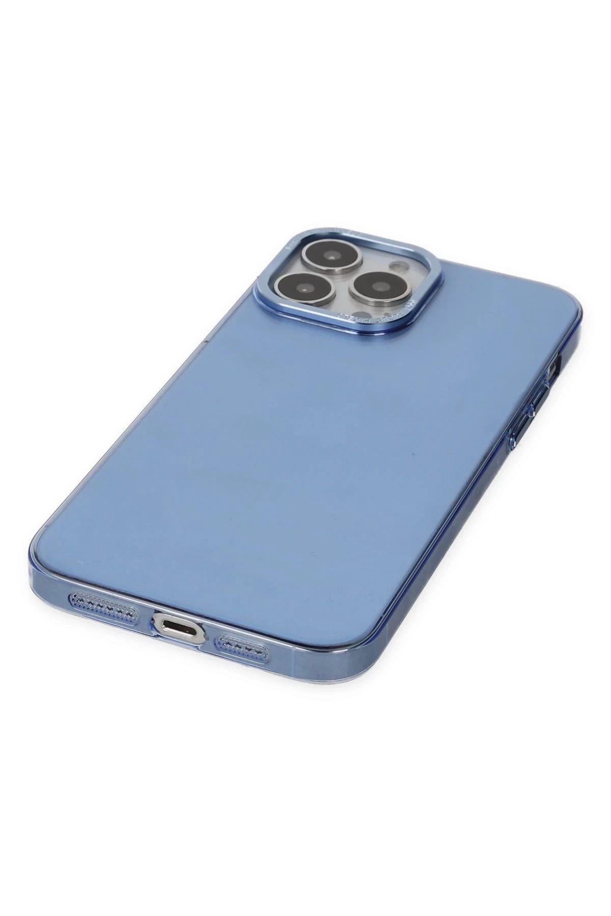 NewFace iPhone 14 Pro Kılıf Anka PC Sert Metal Kapak - Mavi BSTMY