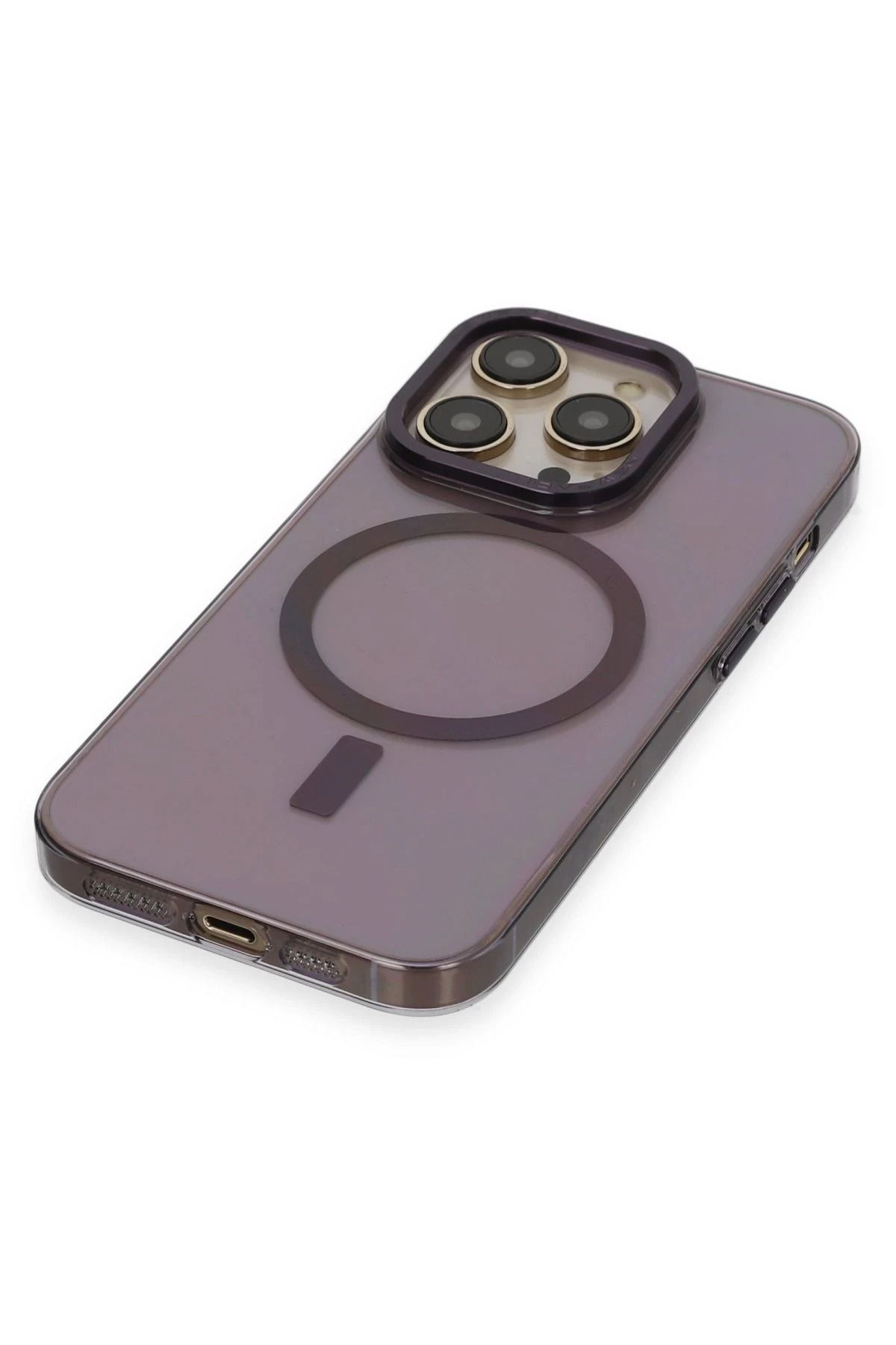 NewFace iPhone 14 Pro Max Kılıf Anka PC Magneticsafe Sert Metal Kapak - Mor BSTMY