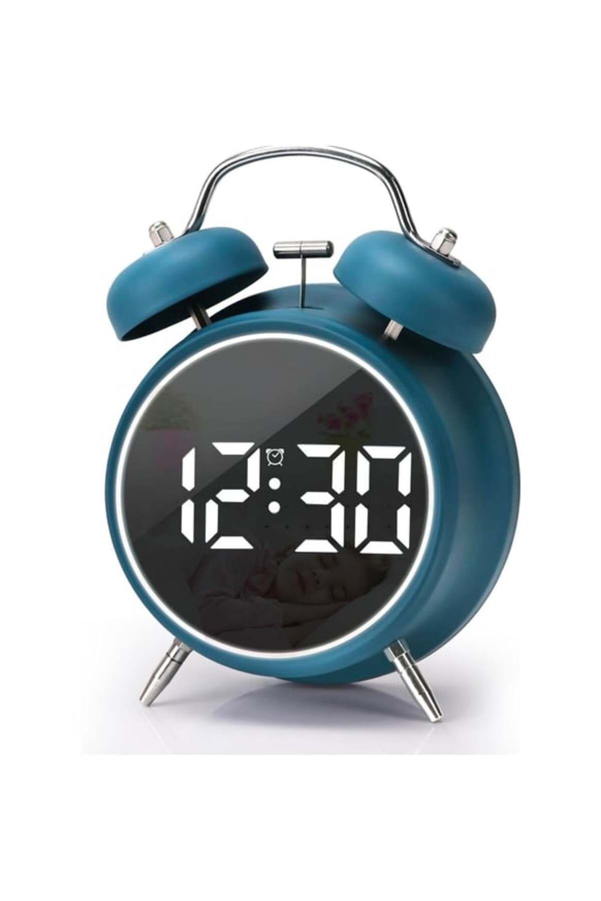 keyfimshop Büyük Boy Dijital Göstergeli Pilli ve Şarjlı Led Işıklı 2 Sesli Alarmlı Masa Saati