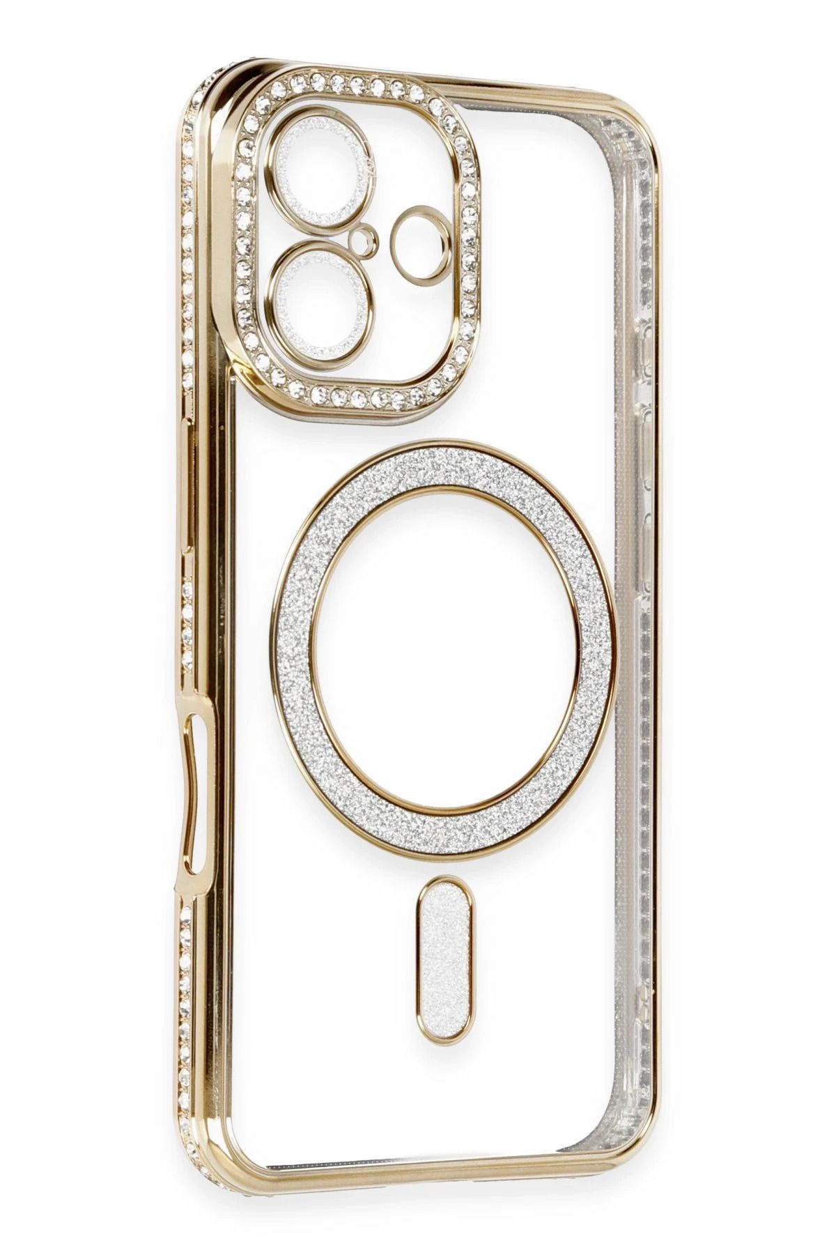 NewFace iPhone 16 Kılıf Joke Simli Magneticsafe Kılıf - Gold SVLRS