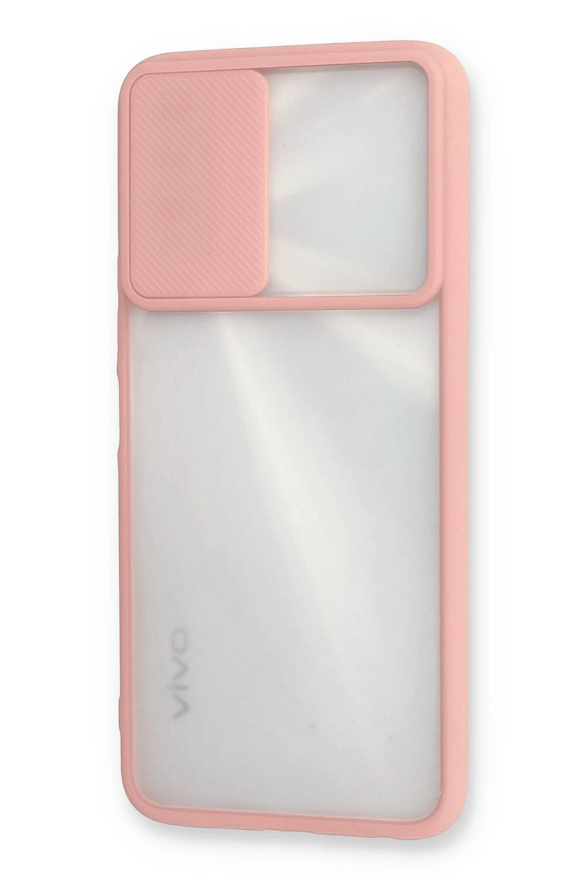NewFace Vivo Y11S Kılıf Palm Buzlu Kamera Sürgülü Silikon - Pembe GLSTD