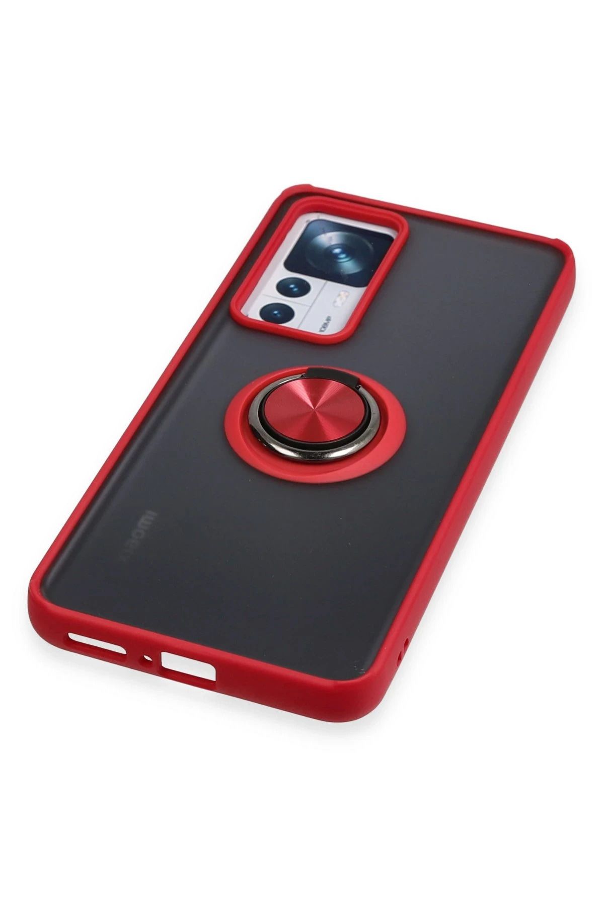 NewFace Xiaomi Mi 12T Pro Kılıf Montreal Yüzüklü Silikon Kapak - Kırmızı DPMAH