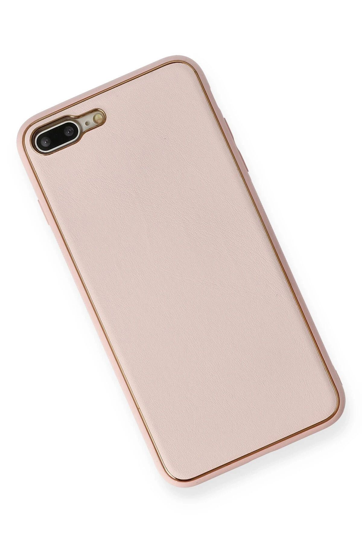 NewFace iPhone 7 Plus Kılıf Coco Deri Silikon Kapak - Pembe BSTMY