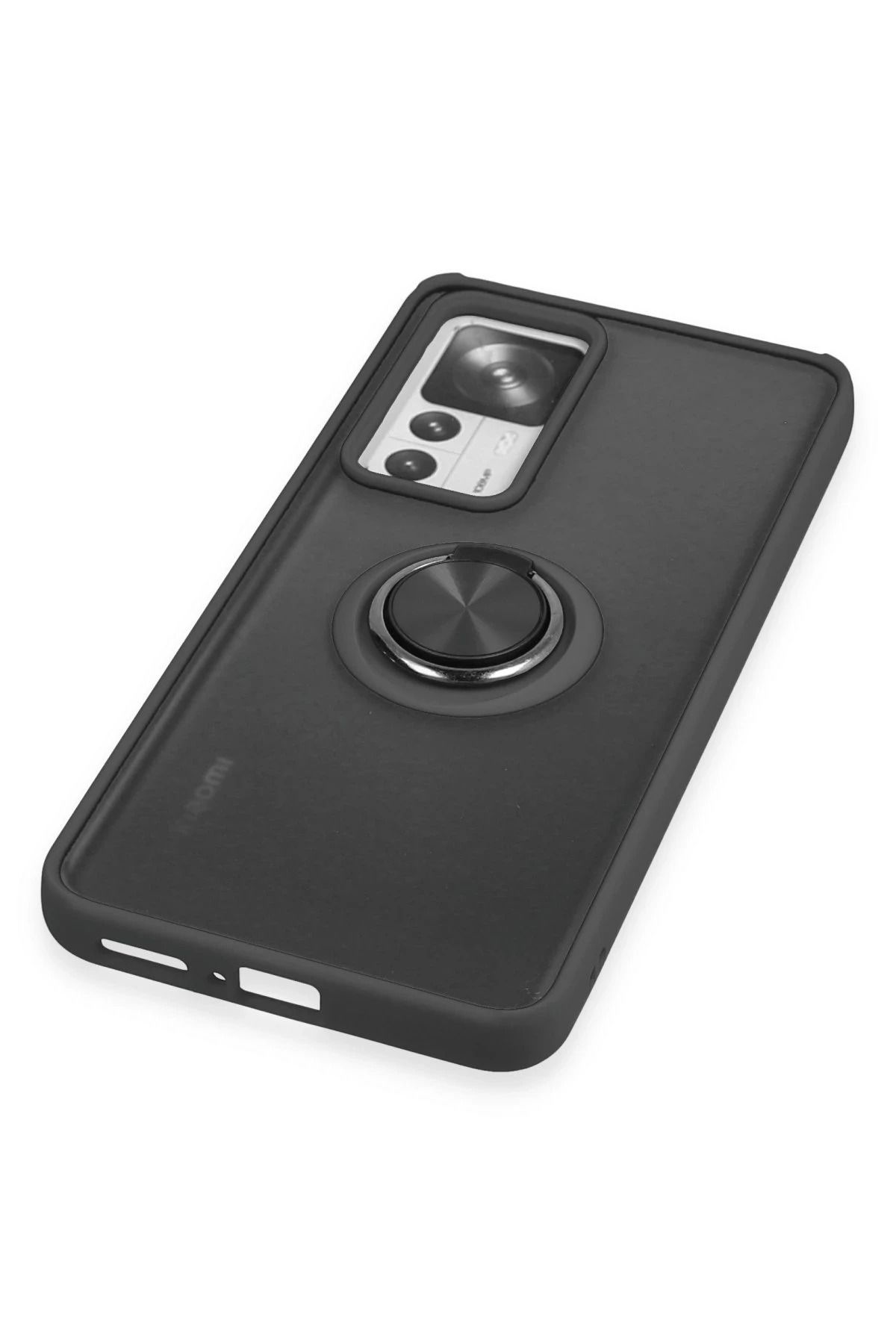 NewFace Xiaomi Mi 12T Pro Kılıf Montreal Yüzüklü Silikon Kapak - Siyah DPMAH