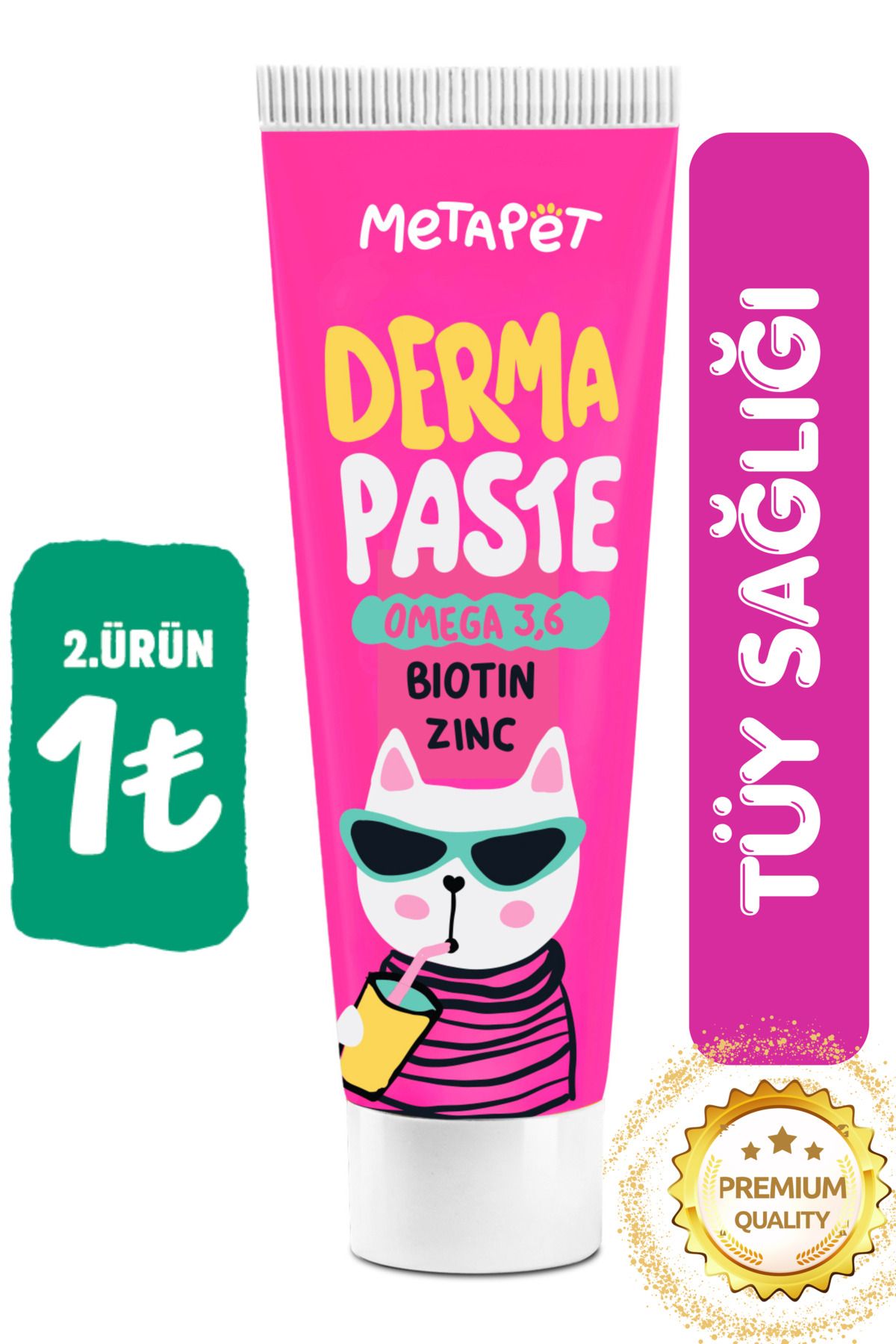 Metapet Tüy Dökülmesi Engelleyici Kedi Maltı, Tüy Döken Kedilere, Dökümü için Önleyici, Tüy Sağlığı Vitamini