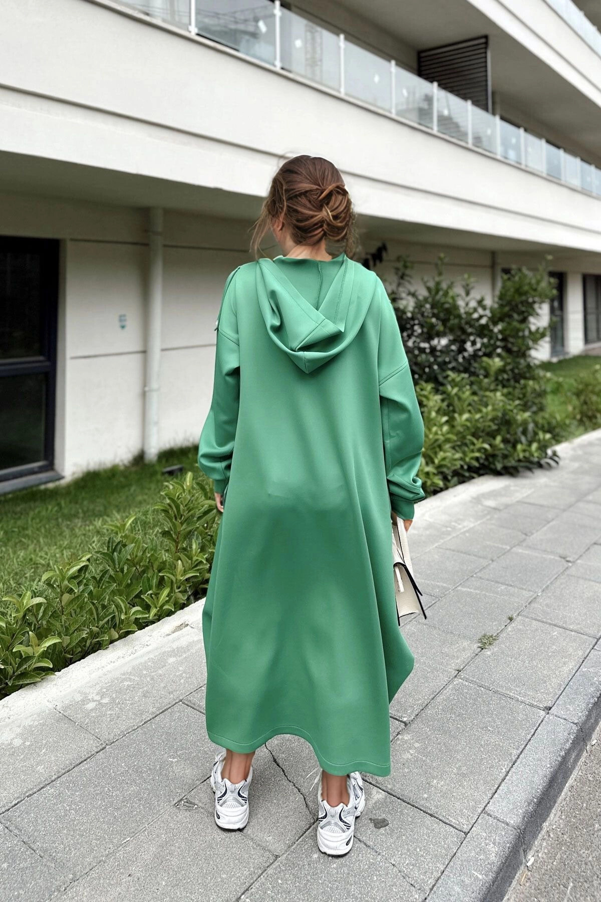 bacc-Women's Green Hooded Oversize Dress Bcbsk-25700-3446 2