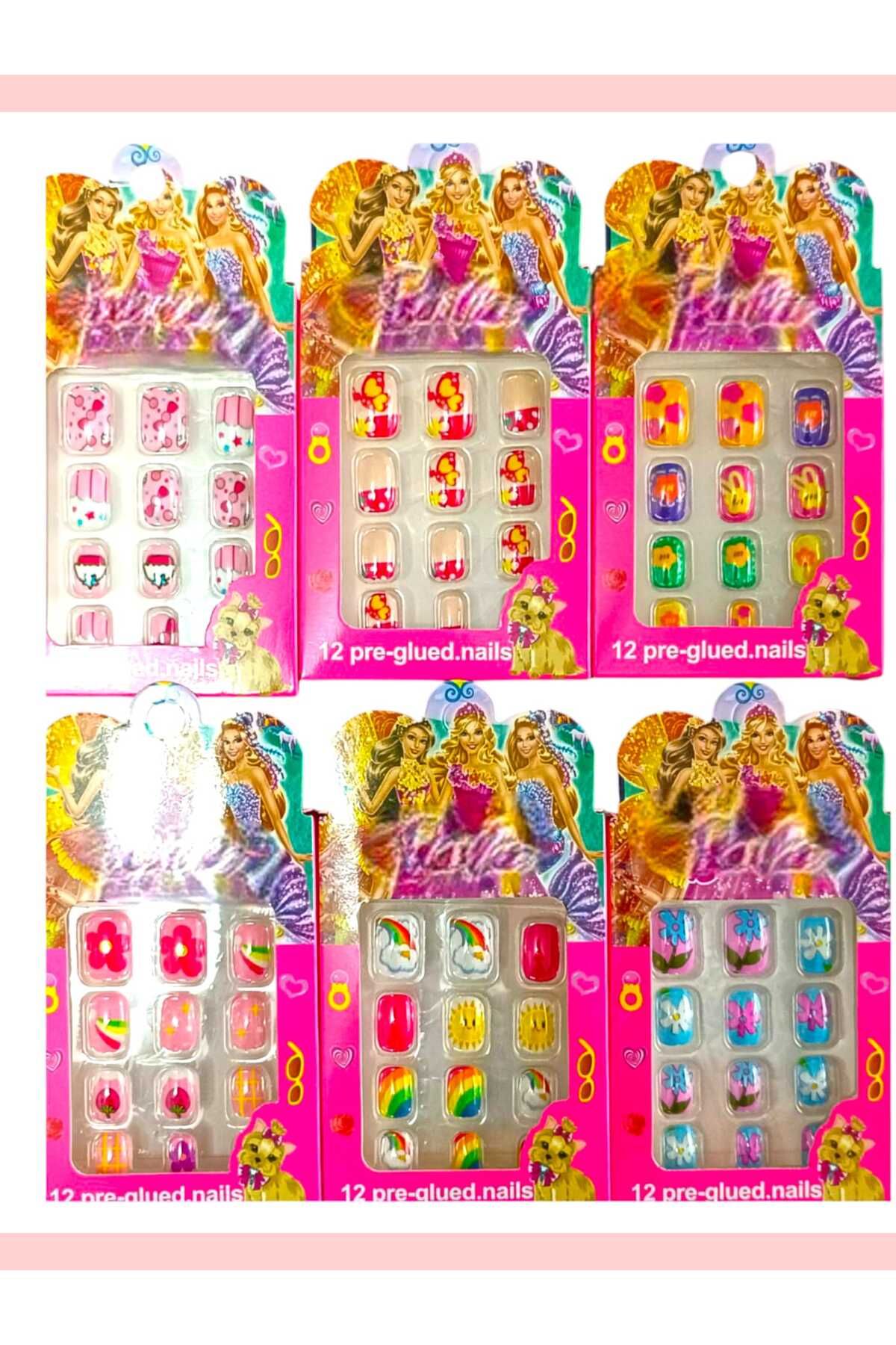 Eva Rose 6 Paket Kendinden Yapışkanlı takma Tırnak Çocuk takma Tırnak Kız çocuk Tırnak Çocuk Takma Tırnağı