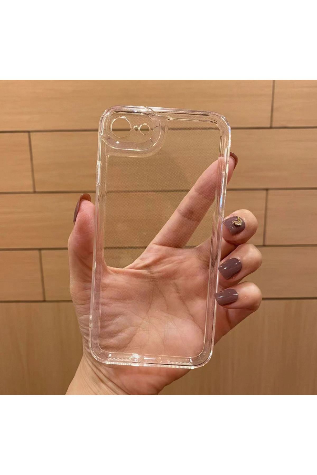 EDELFU iPhone 16e Şeffaf Yanları Şişko Kapak Darbeye Dayanıklı ve Kamera Korumalı Silikon Kılıf