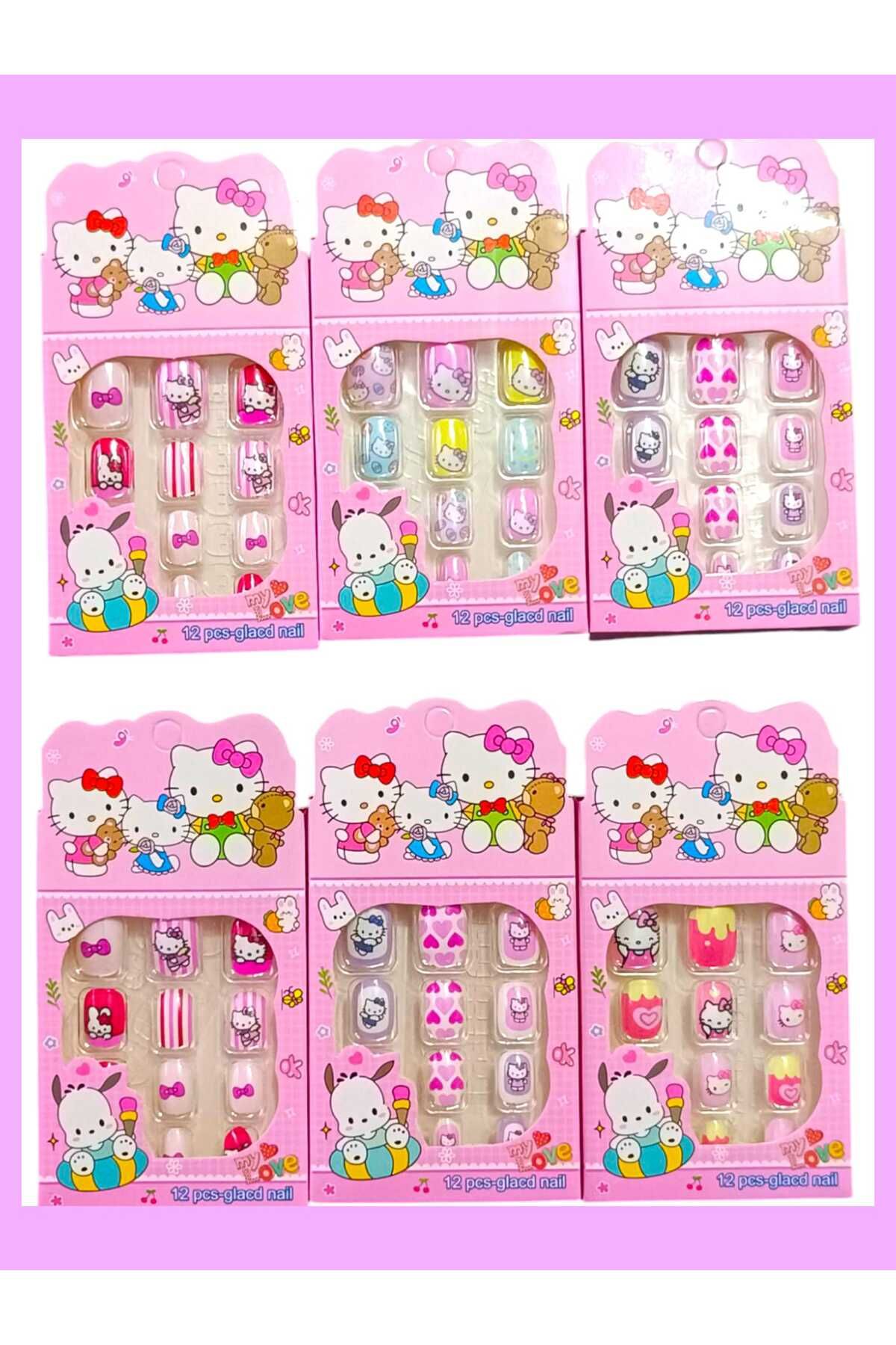 Eva Rose 6 Paket Kendinden Yapışkanlı takma Tırnak Çocuk takma Tırnak Kız çocuk Tırnak Çocuk Takma Tırnağı
