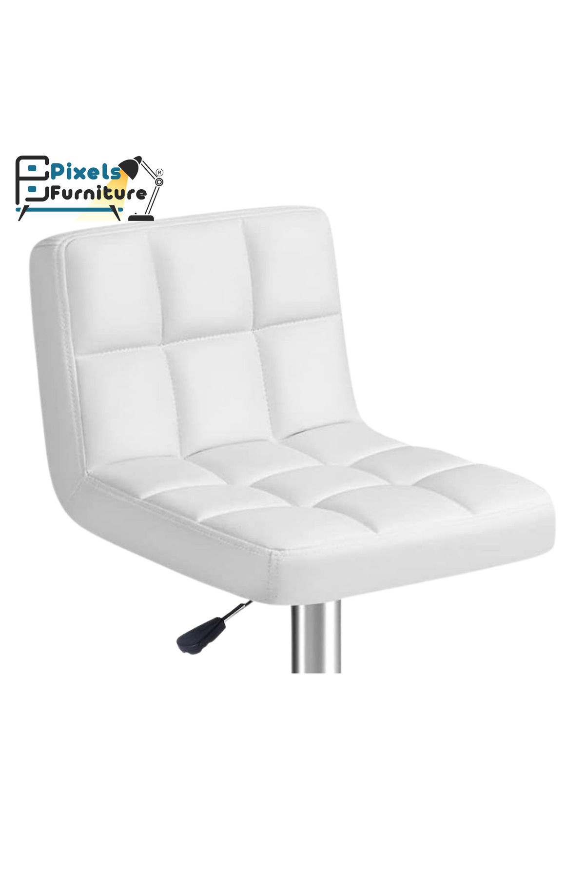 PixelsFurniture-Set of 2 Pixel Furniture Bar Stools Adjustable Modern Design Swivel Leather Backrest Footrest 3