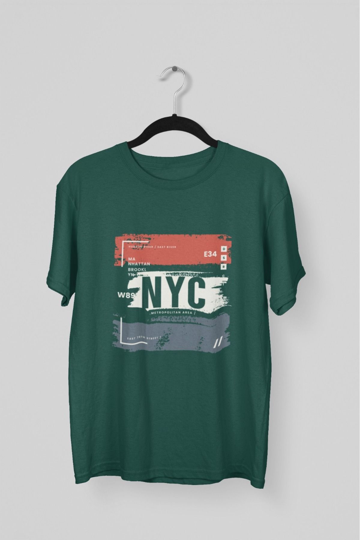 Butik ERKEK/KADIN -NYC- TRANSFER BASKILI YUVARLAK YAKA KISA KOL TİŞÖRT