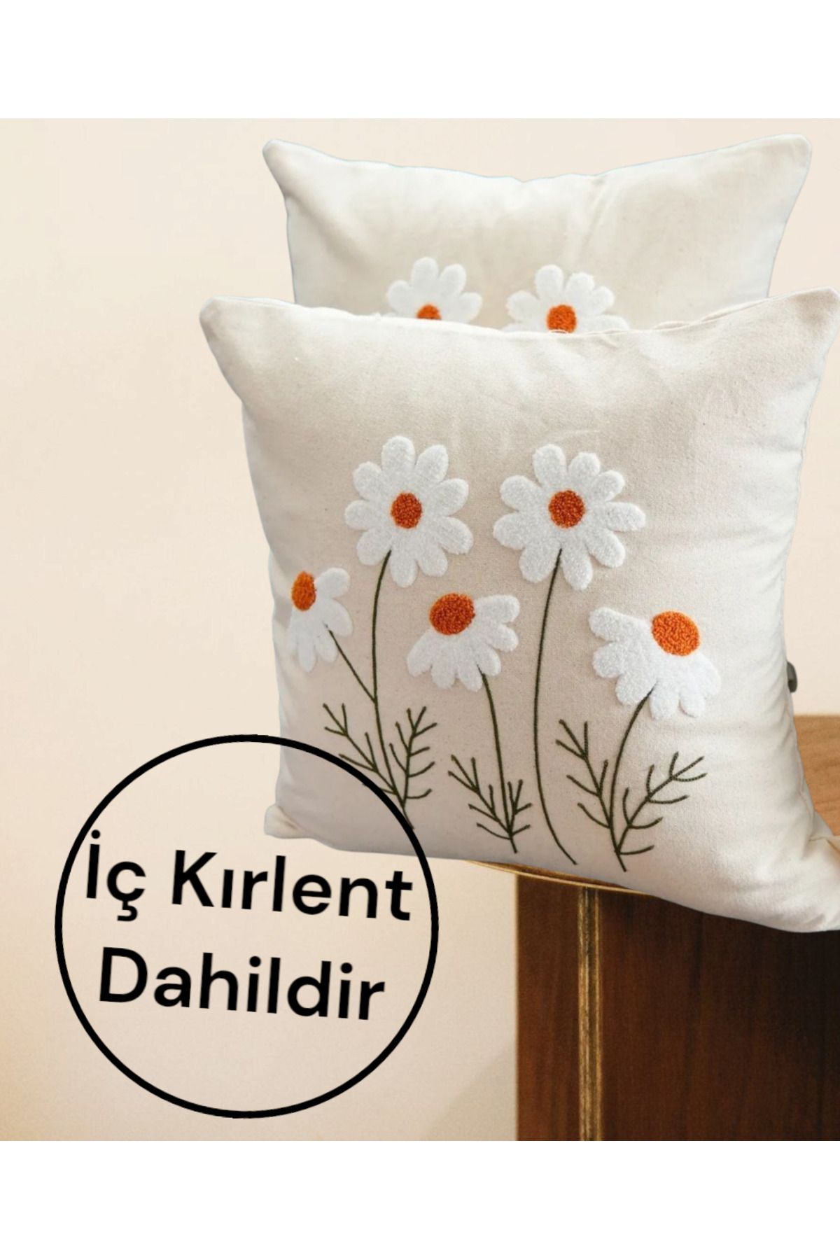 DENBU TEKSTİL KIR PAPATYASI DESENLİ PUNCH KIRLENT 1 ADET İÇ DOLGU DAHİL
