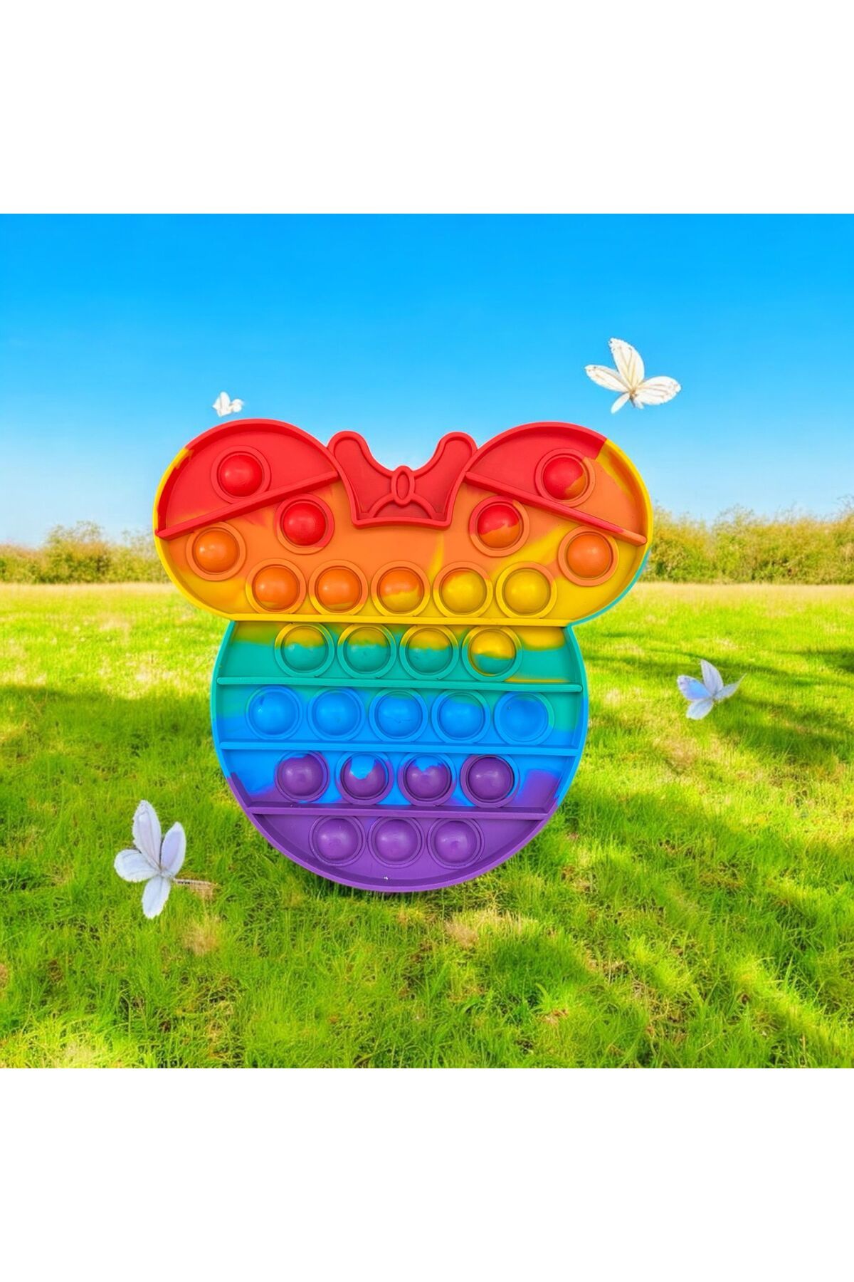 HOLLYHOME Pop It - Mickey Gökkuşağı Renk Duyusal Oyuncak Zihinsel Gelişim Stres Popit