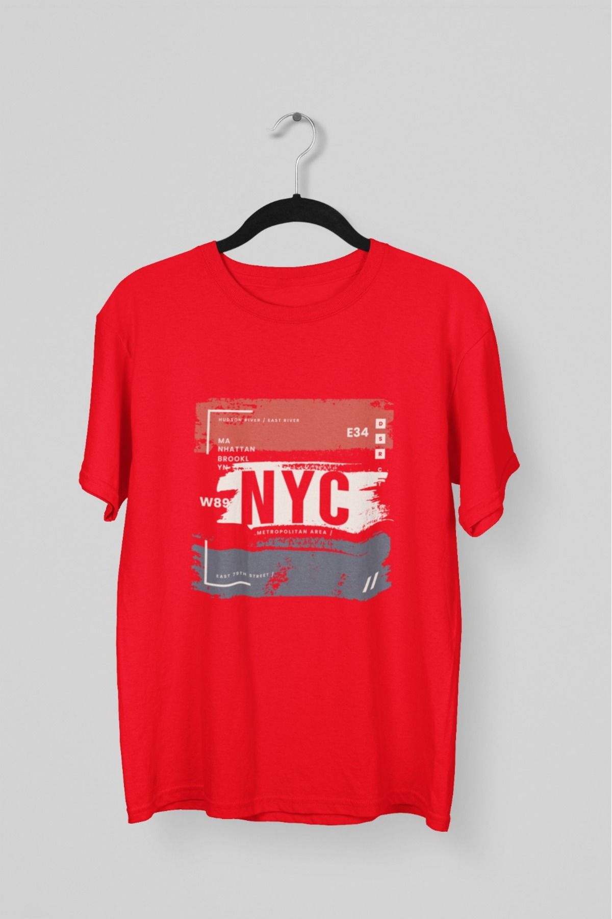Butik ERKEK/KADIN -NYC- TRANSFER BASKILI YUVARLAK YAKA KISA KOL TİŞÖRT