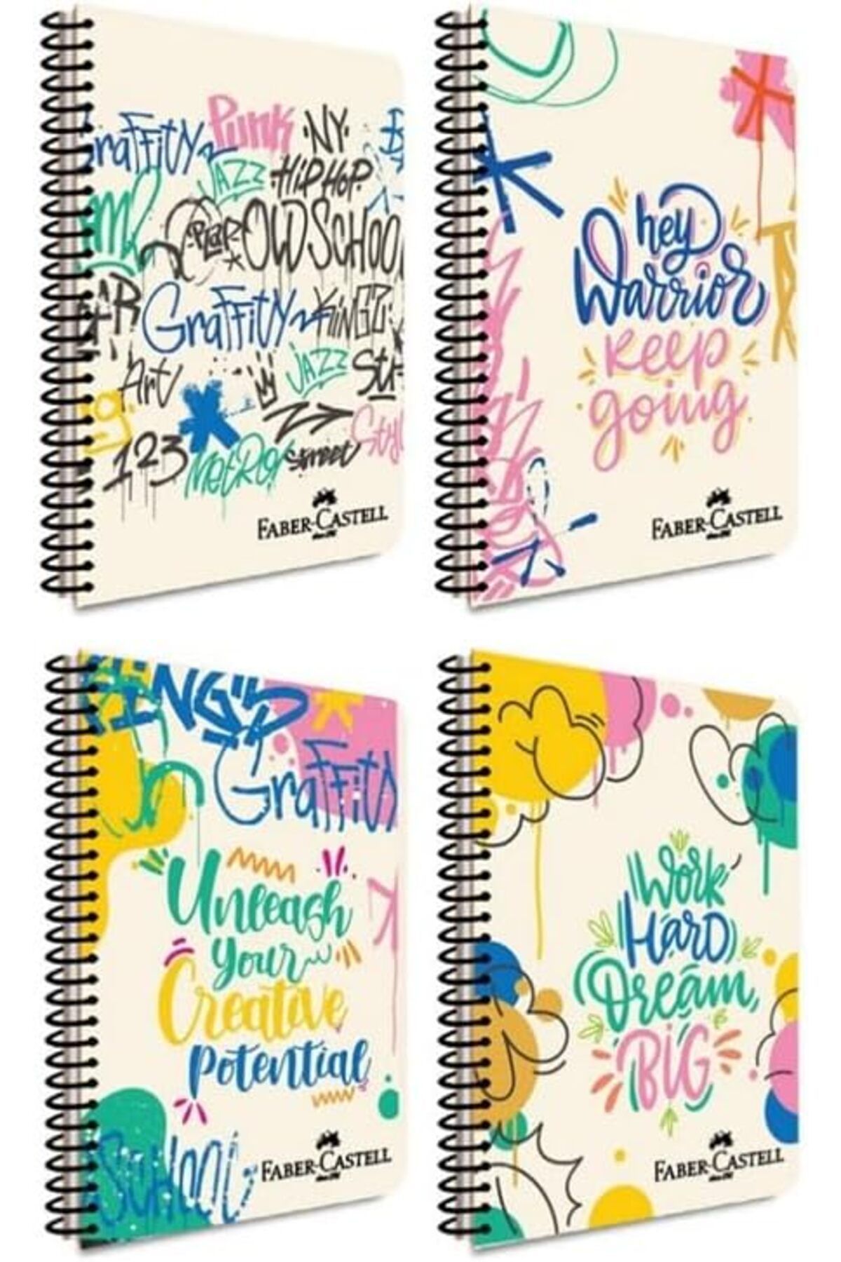 STOREMAX daliashops Grafiti Desenli Spiralli Defter, A4, 80 Yaprak, 70g Kağıt, Çizgili, Dayanıklı Kapak,