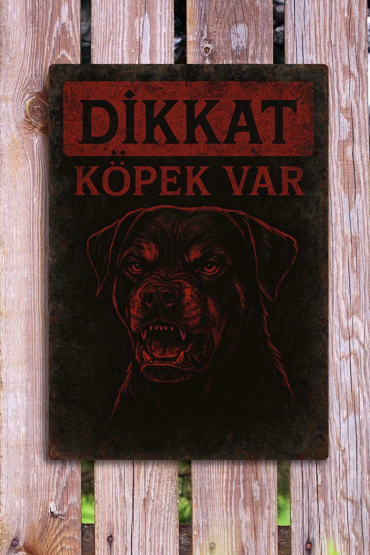 DekorHane Dikkat Köpek Var - Uyarı Levhası, Tablo, Metal Paslanmaz Baskı