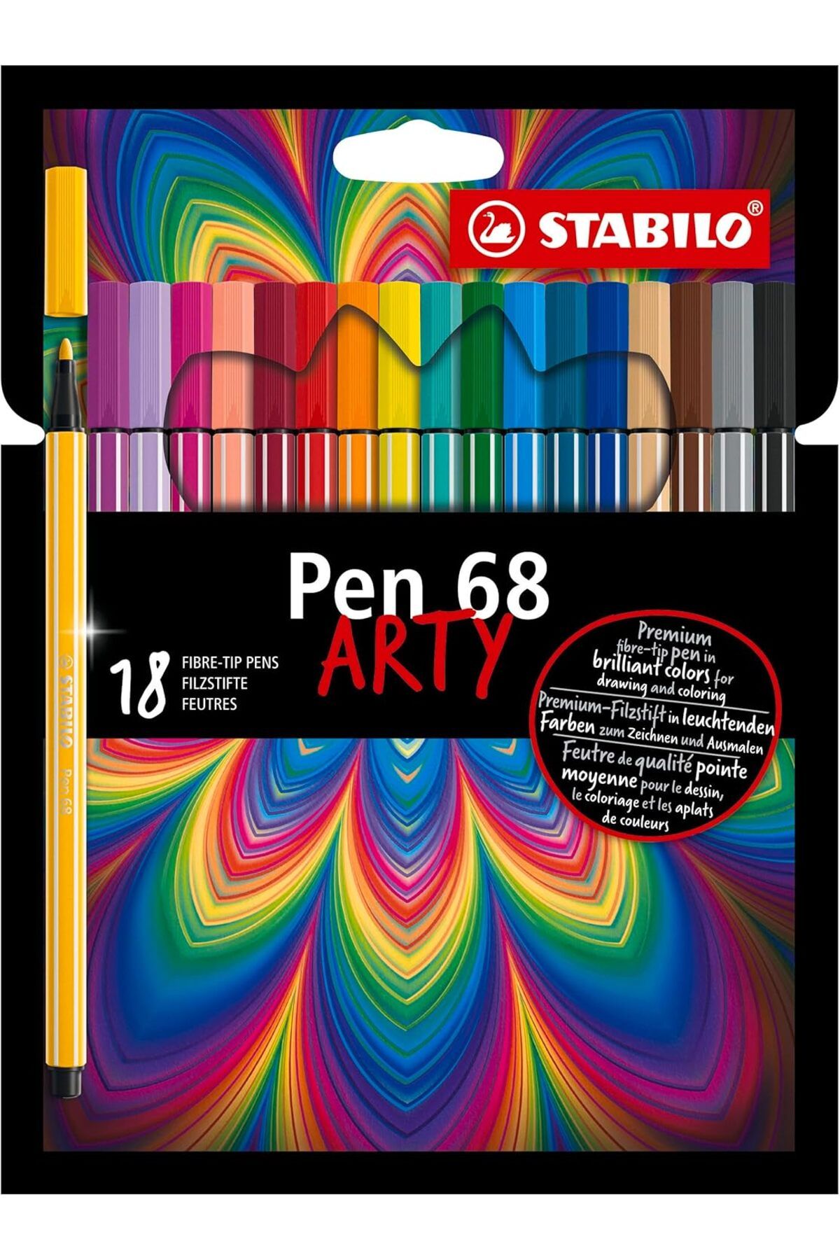 STOREMAX dlshop Pen 68 ARTY - Keçe Uçlu Boya Kalemi - 18'li Paket - Çeşitli Renkler star 990396