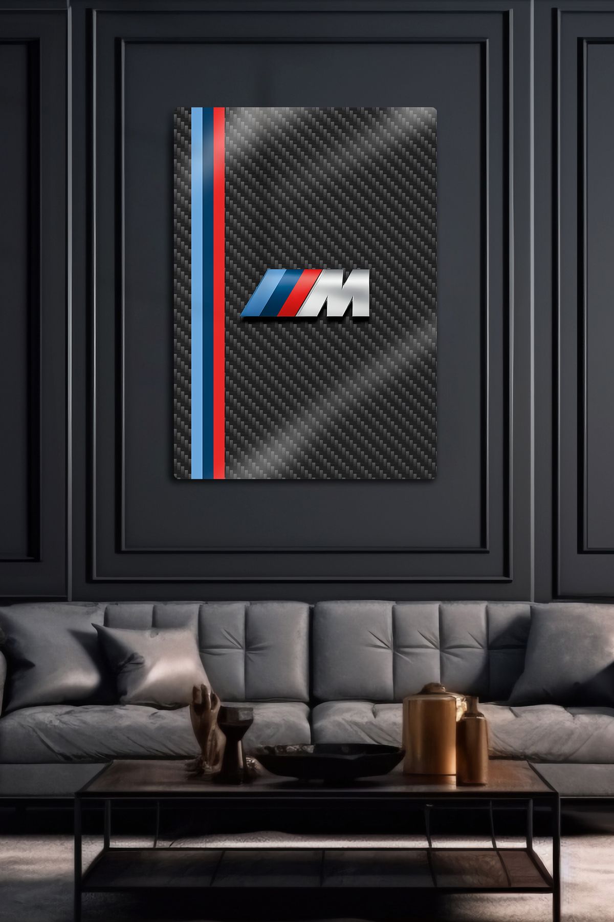 DekorHane Metal 3D Baskı - M Performance, Carbon Temalı, BMW Dekoratif Tablo