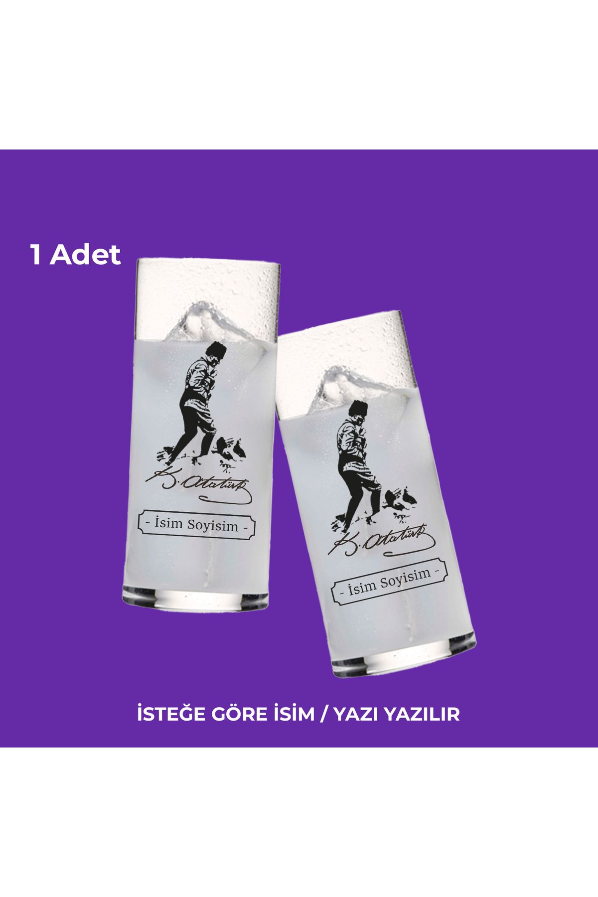 Ceymas Hediyelik İsme Özel Atatürk Baskılı Rakı Bardağı