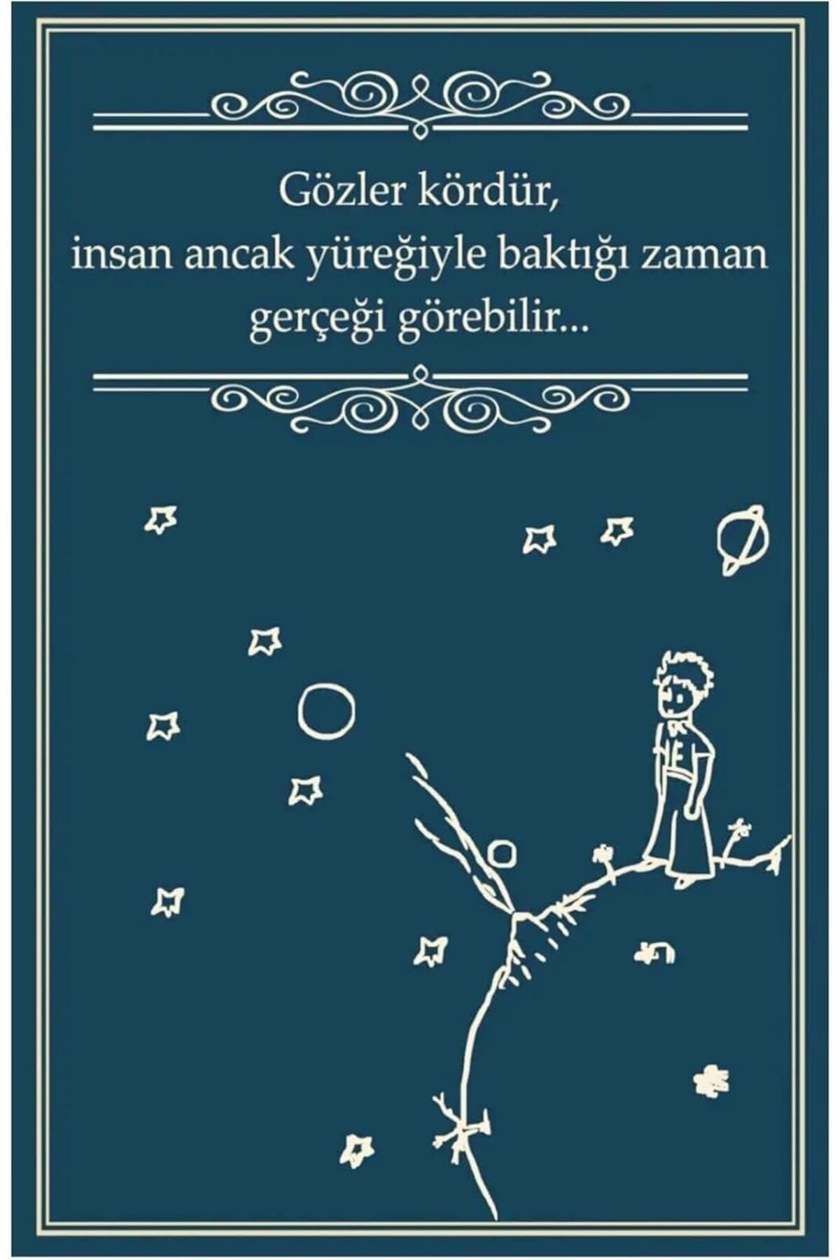 KDROĞLU KDROGLU Kuşe Kağıt Duvar Posteri Gözler Kördür Insan Ancak Yüreğiyle Retro Vintage Drtr0048