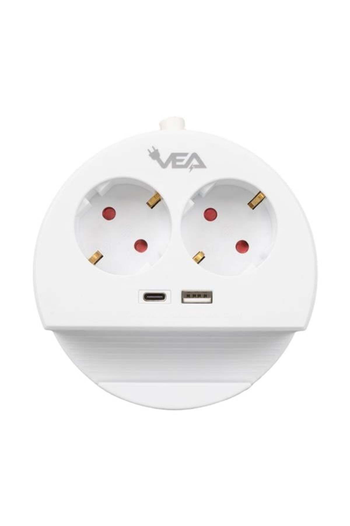 Roses Store Ve- G1102C 2'Li Usb+ Type-C Girişli Anahtarlı 1.5 Metre Grup Priz