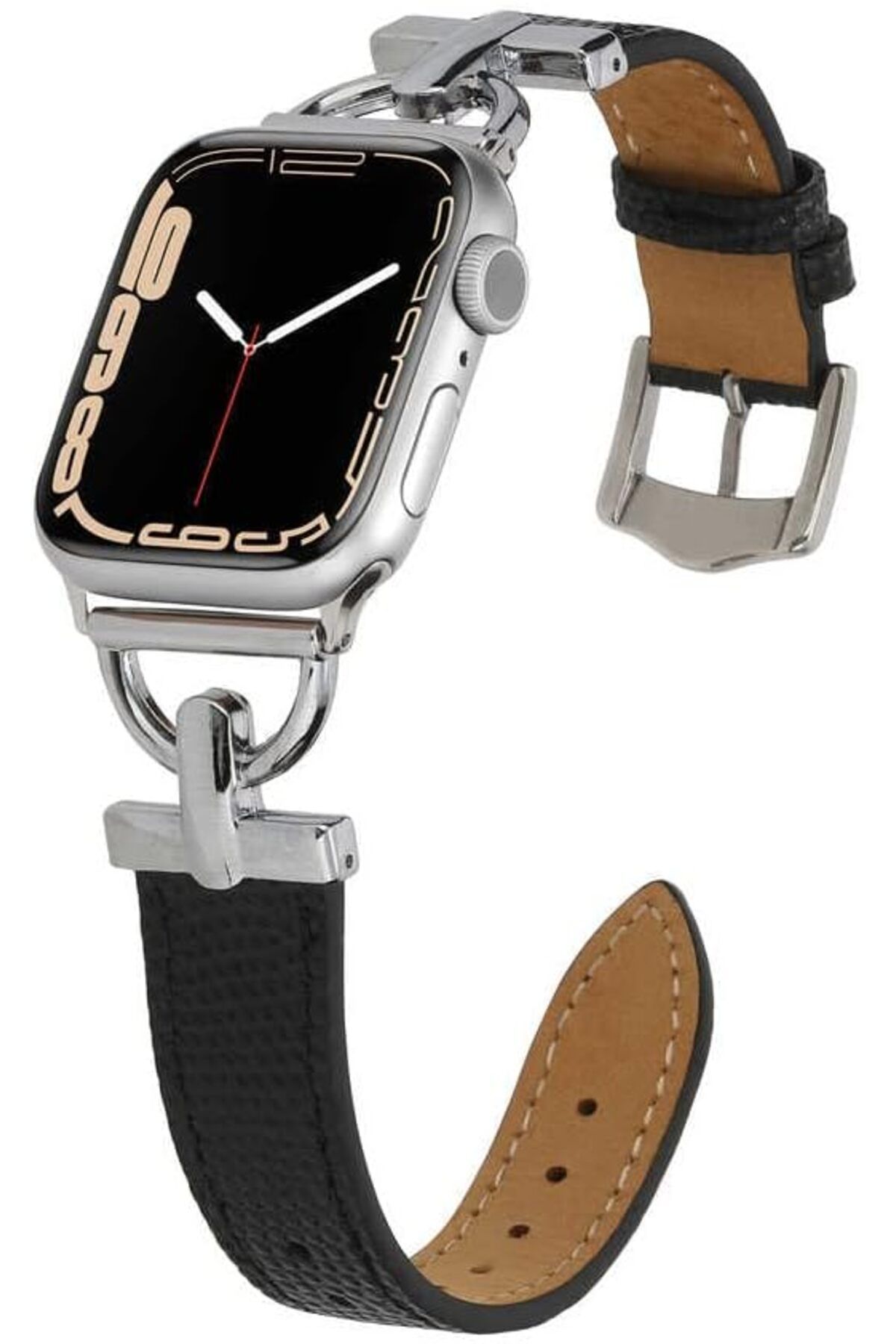 KDROĞLU GEÇMEZ İle Uyumlu Watch 42mm KRD-53 Deri Kordon Siyah-Gümüş AVM 1114477