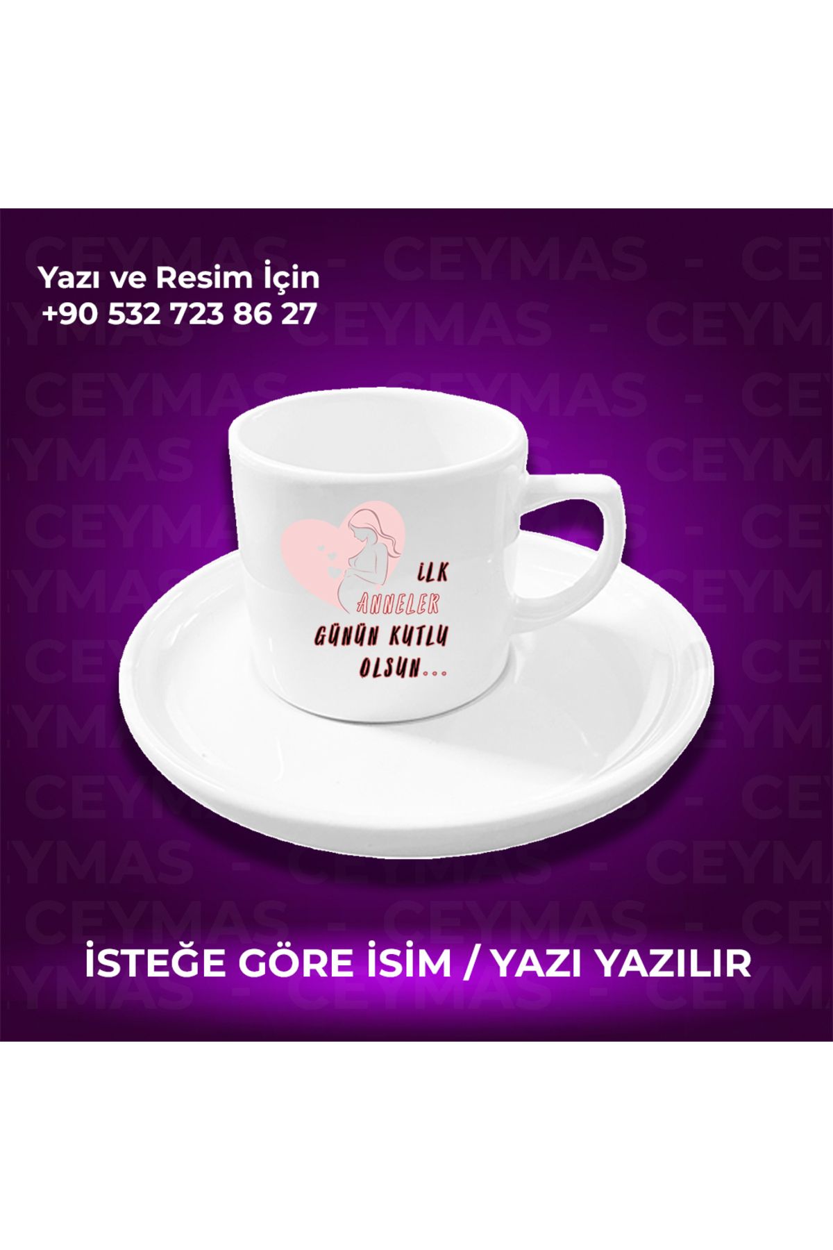 Ceymas Hediyelik Annelere Özel İsimli İlk Anneler Günü Renkli Kupa Bardak
