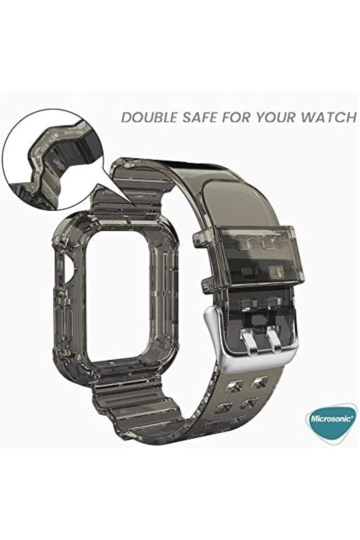 KDROĞLU KDROGLU Watch Series 3 38mm için Kordon Transparent Clear Band Siyah New Desing 1109836