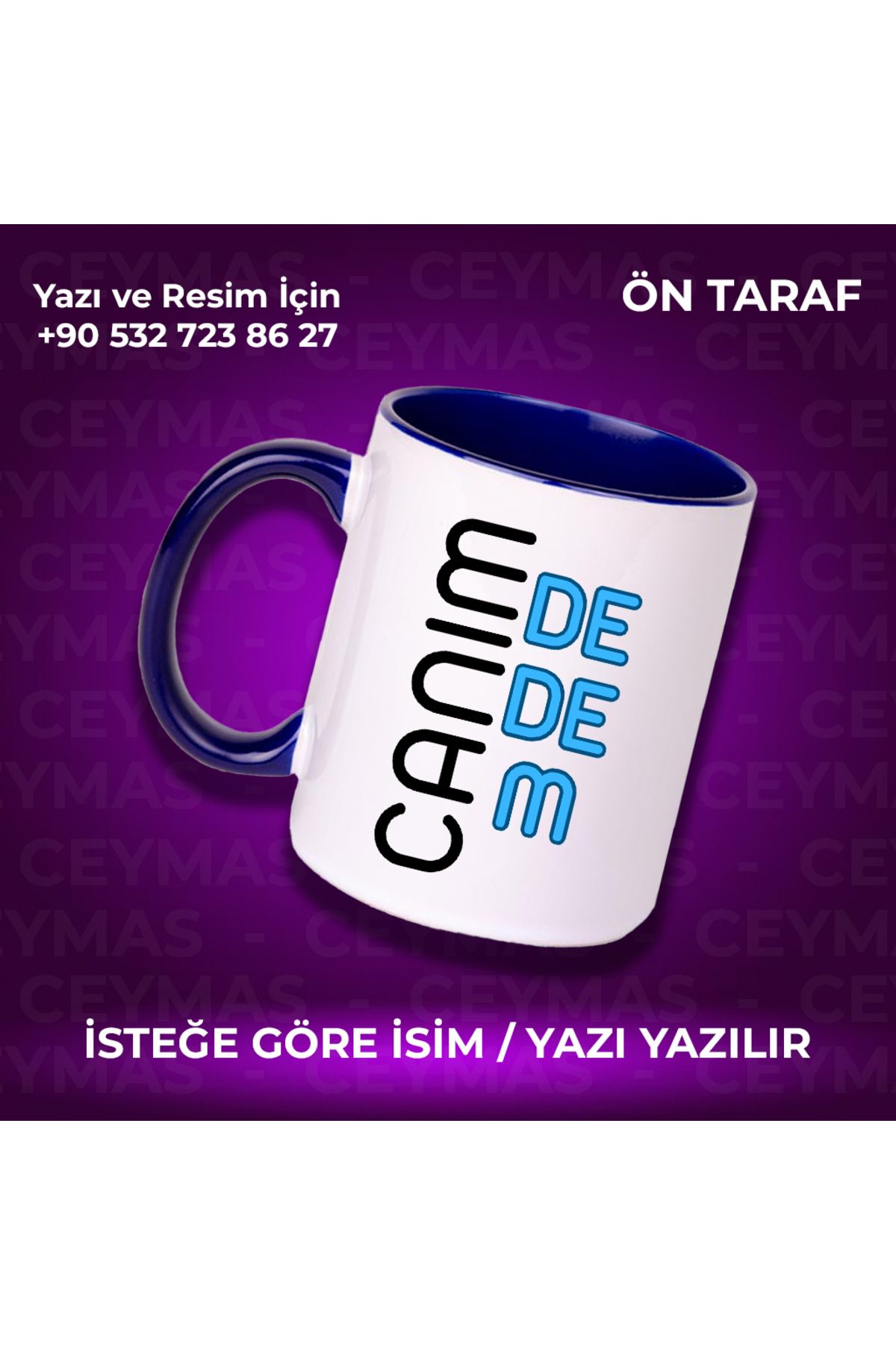 Ceymas Hediyelik Kişiye Özel İsim Baskılı Canım Dedem Baskılı Renkli Kupa Bardak