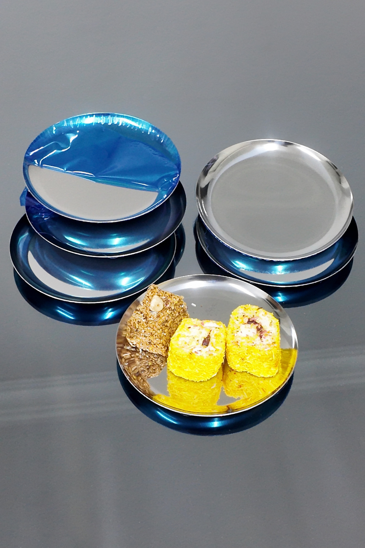 Yaren Style-6 Pcs Mini Silver Color Stainless Steel |   Dessert, Treat Cookie Plate 12cm 5