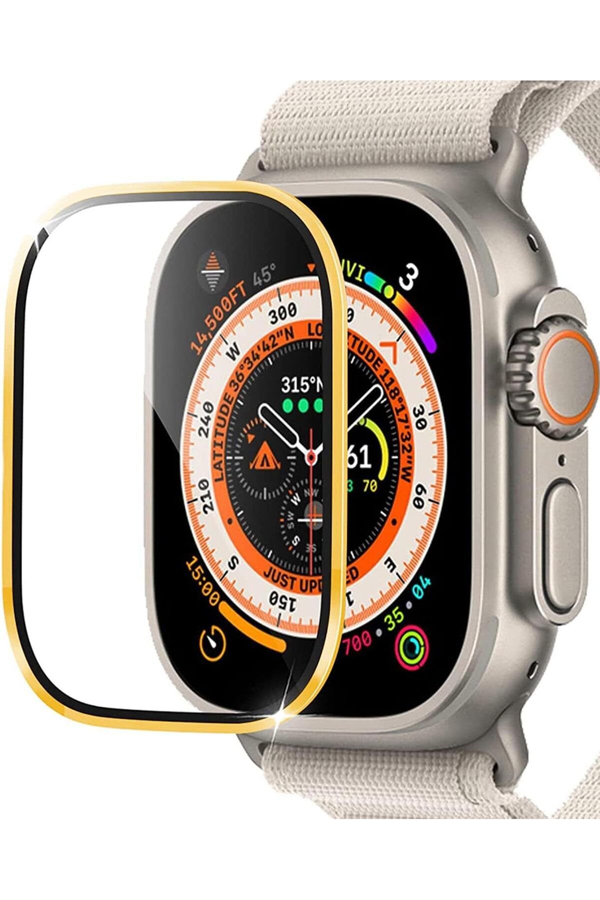 KDROĞLU GEÇMEZ Watch Ultra 2 Tam Kaplayan Cam Ekran Koruyucu V2 Gold AVM 1114477